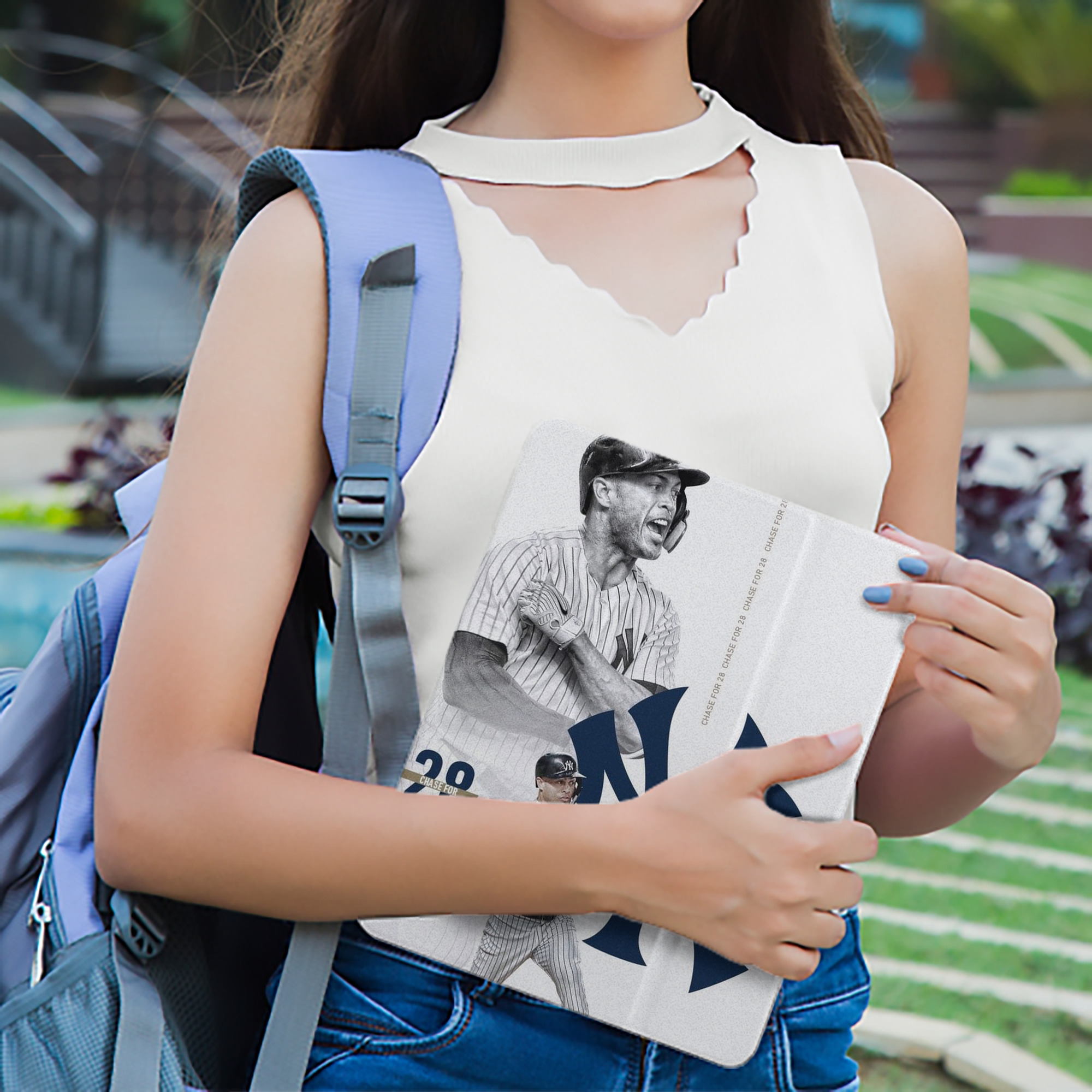 Giancarlo Stanton 10 Premium Tri-Fold PU Leather & Silicone IPad Case With Pencil Slot – Fits 9.5,10.5,10.9 – Adjustable Stand, Slim, Protective