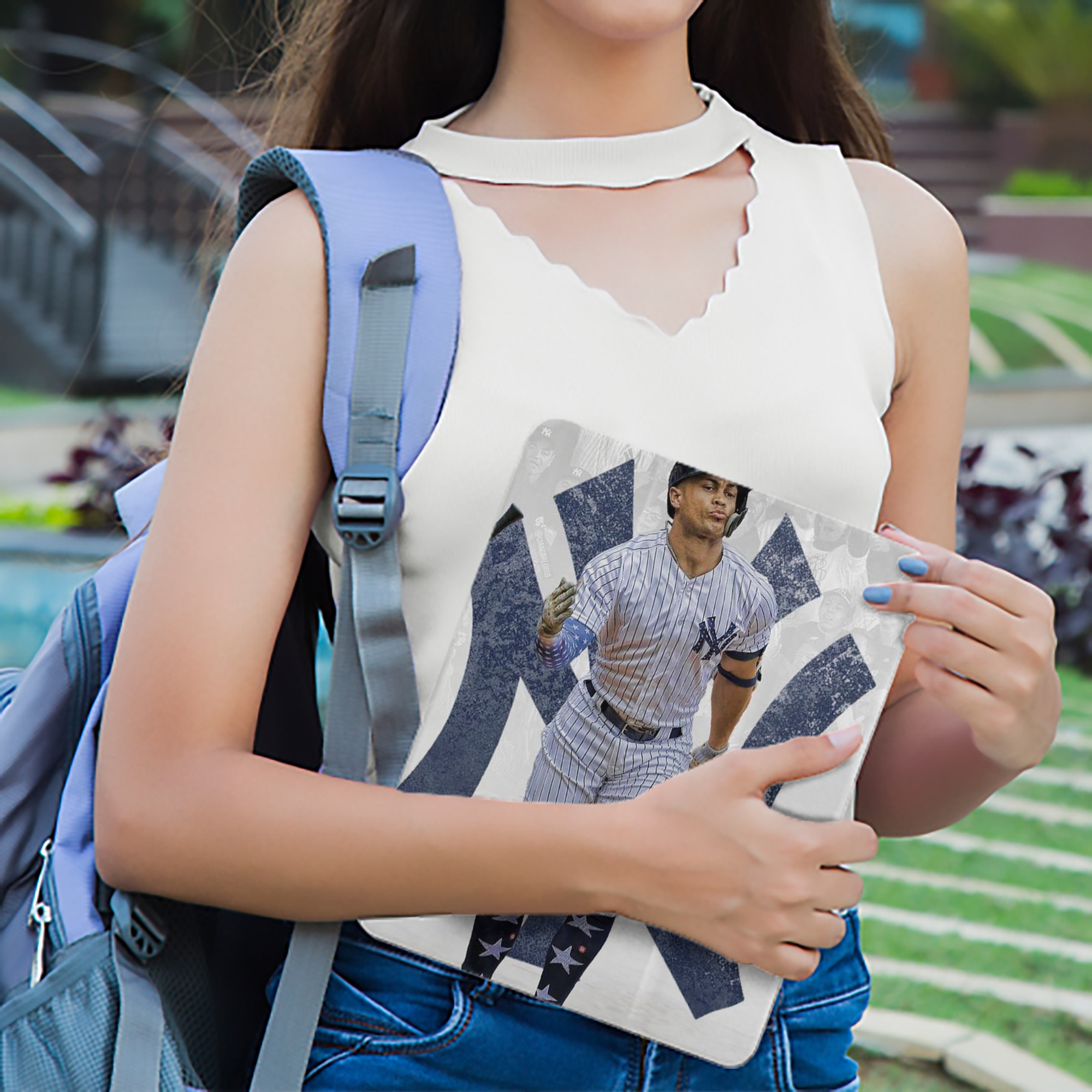 Giancarlo Stanton 15 Premium Tri-Fold PU Leather & Silicone IPad Case With Pencil Slot – Fits 9.5,10.5,10.9 – Adjustable Stand, Slim, Protective