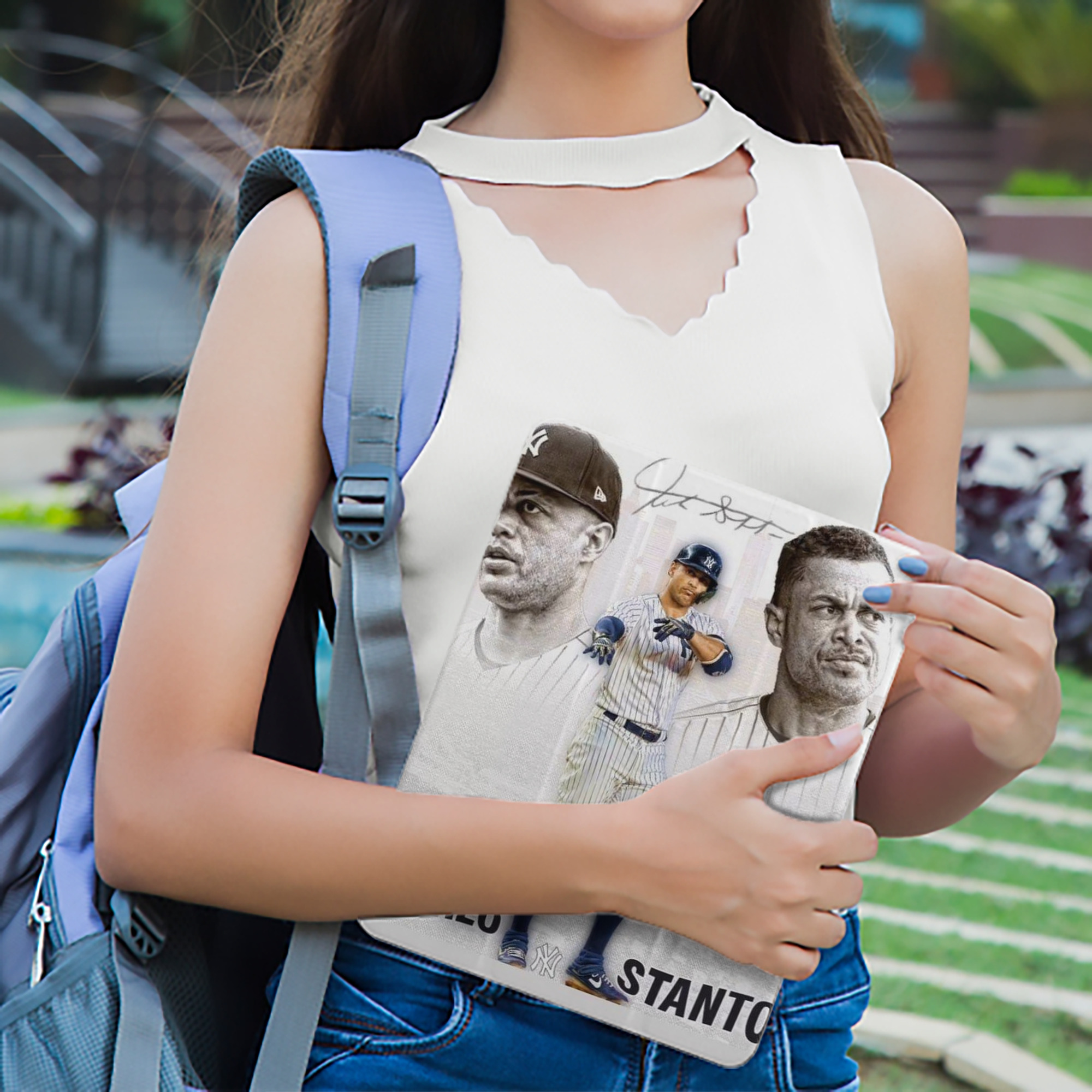 Giancarlo Stanton 11 Premium Tri-Fold PU Leather & Silicone IPad Case With Pencil Slot – Fits 9.5,10.5,10.9 – Adjustable Stand, Slim, Protective