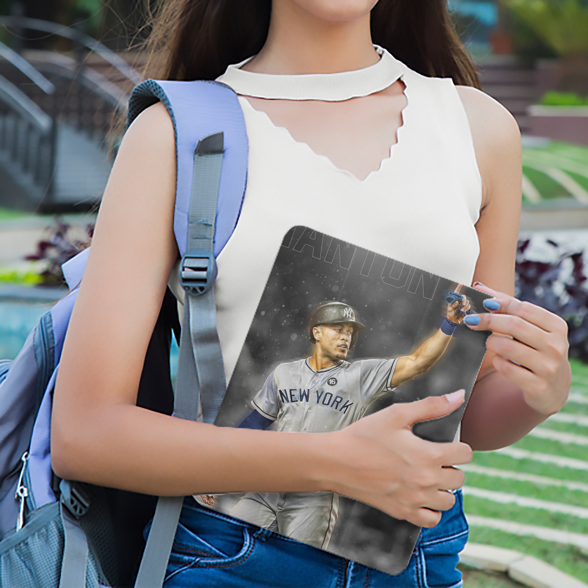 Giancarlo Stanton 25 Premium Tri-Fold PU Leather & Silicone IPad Case With Pencil Slot – Fits 9.5,10.5,10.9 – Adjustable Stand, Slim, Protective