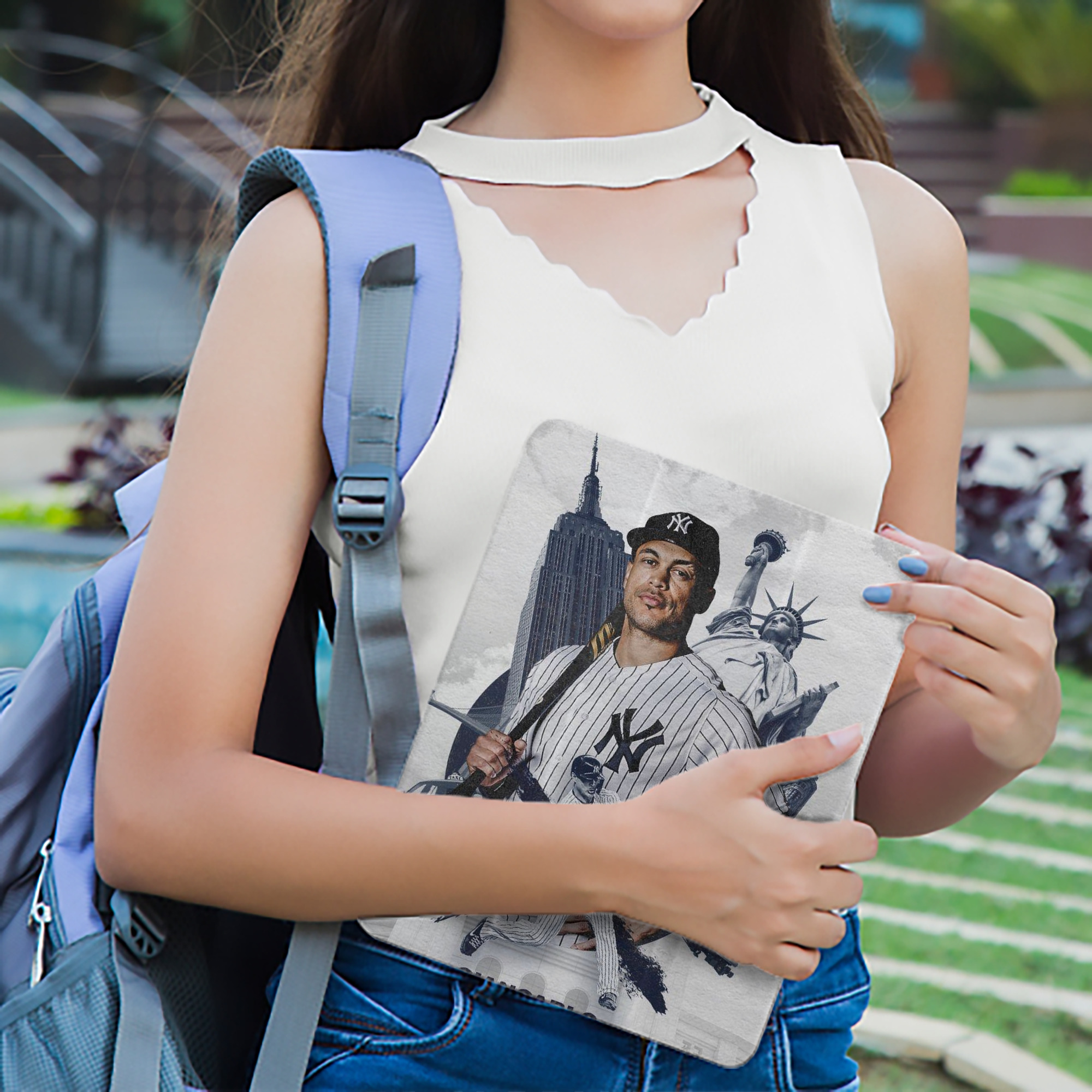 Giancarlo Stanton 23 Premium Tri-Fold PU Leather & Silicone IPad Case With Pencil Slot – Fits 9.5,10.5,10.9 – Adjustable Stand, Slim, Protective