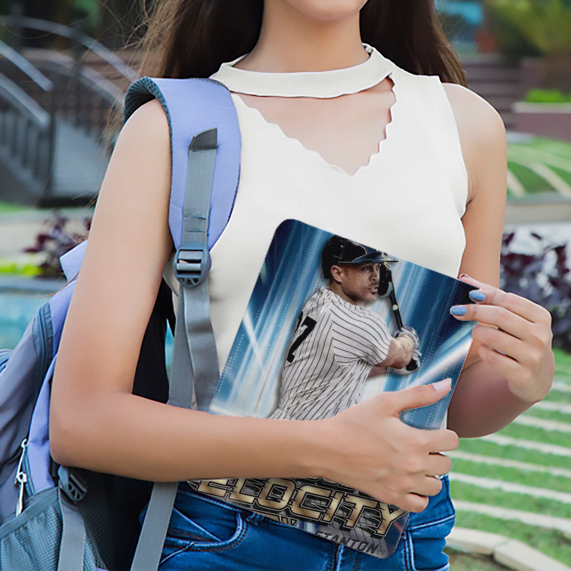 Giancarlo Stanton 33 Premium Tri-Fold PU Leather & Silicone IPad Case With Pencil Slot – Fits 9.5,10.5,10.9 – Adjustable Stand, Slim, Protective