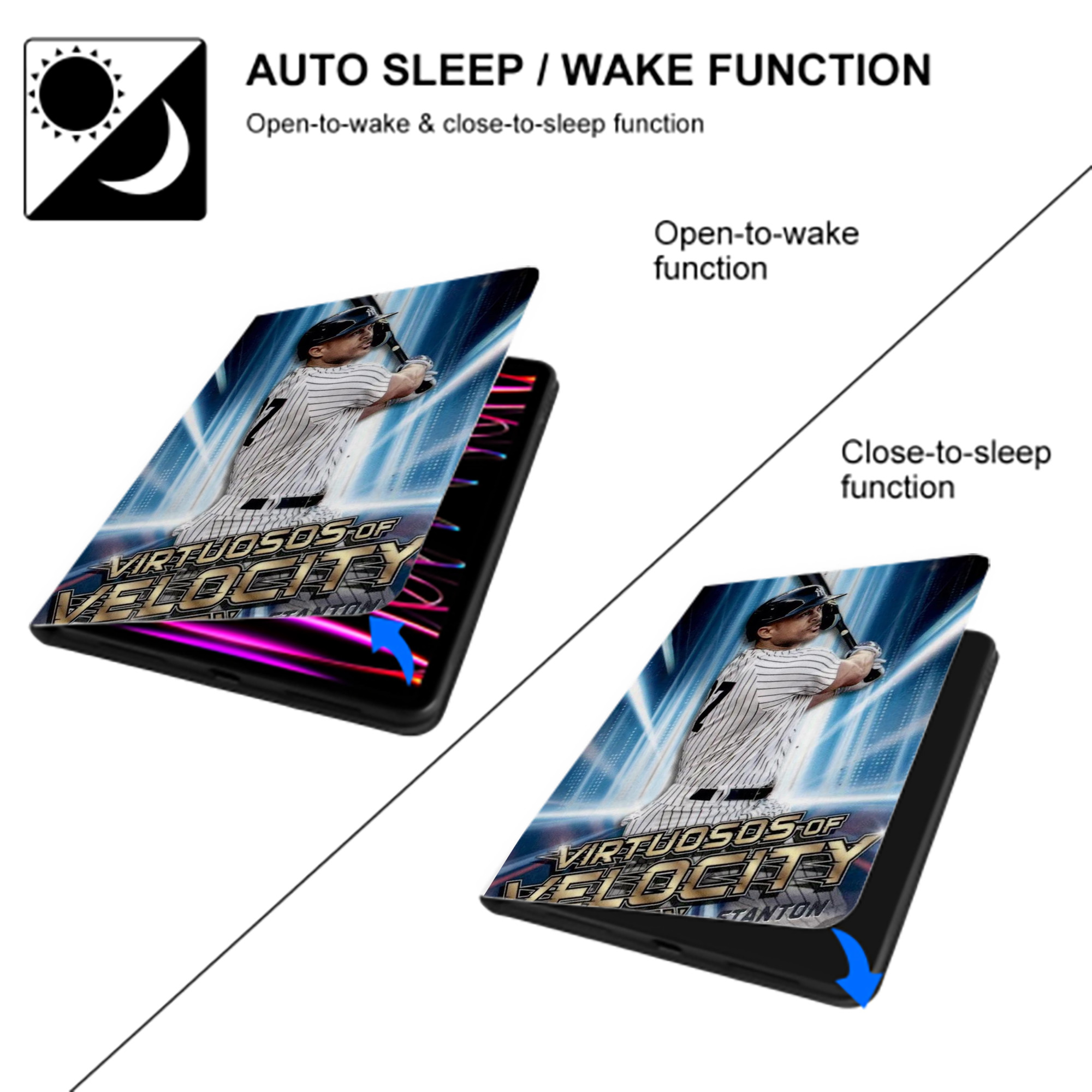 Giancarlo Stanton 33 Premium Tri-Fold PU Leather & Silicone IPad Case With Pencil Slot – Fits 9.5,10.5,10.9 – Adjustable Stand, Slim, Protective