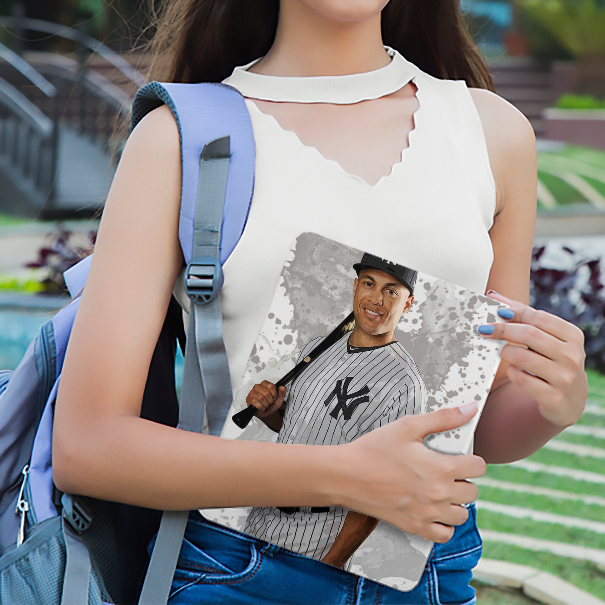 Giancarlo Stanton 32 Premium Tri-Fold PU Leather & Silicone IPad Case With Pencil Slot – Fits 9.5,10.5,10.9 – Adjustable Stand, Slim, Protective