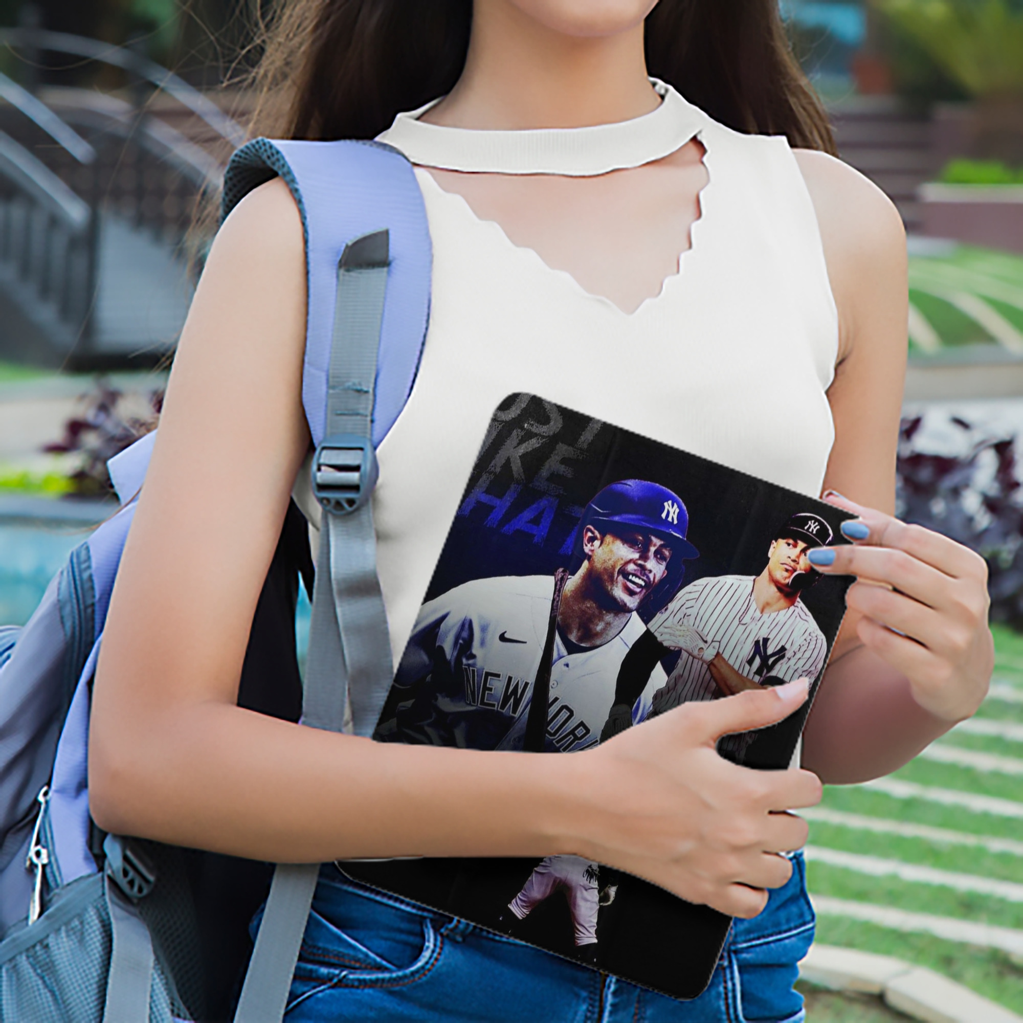 Giancarlo Stanton 36 Premium Tri-Fold PU Leather & Silicone IPad Case With Pencil Slot – Fits 9.5,10.5,10.9 – Adjustable Stand, Slim, Protective