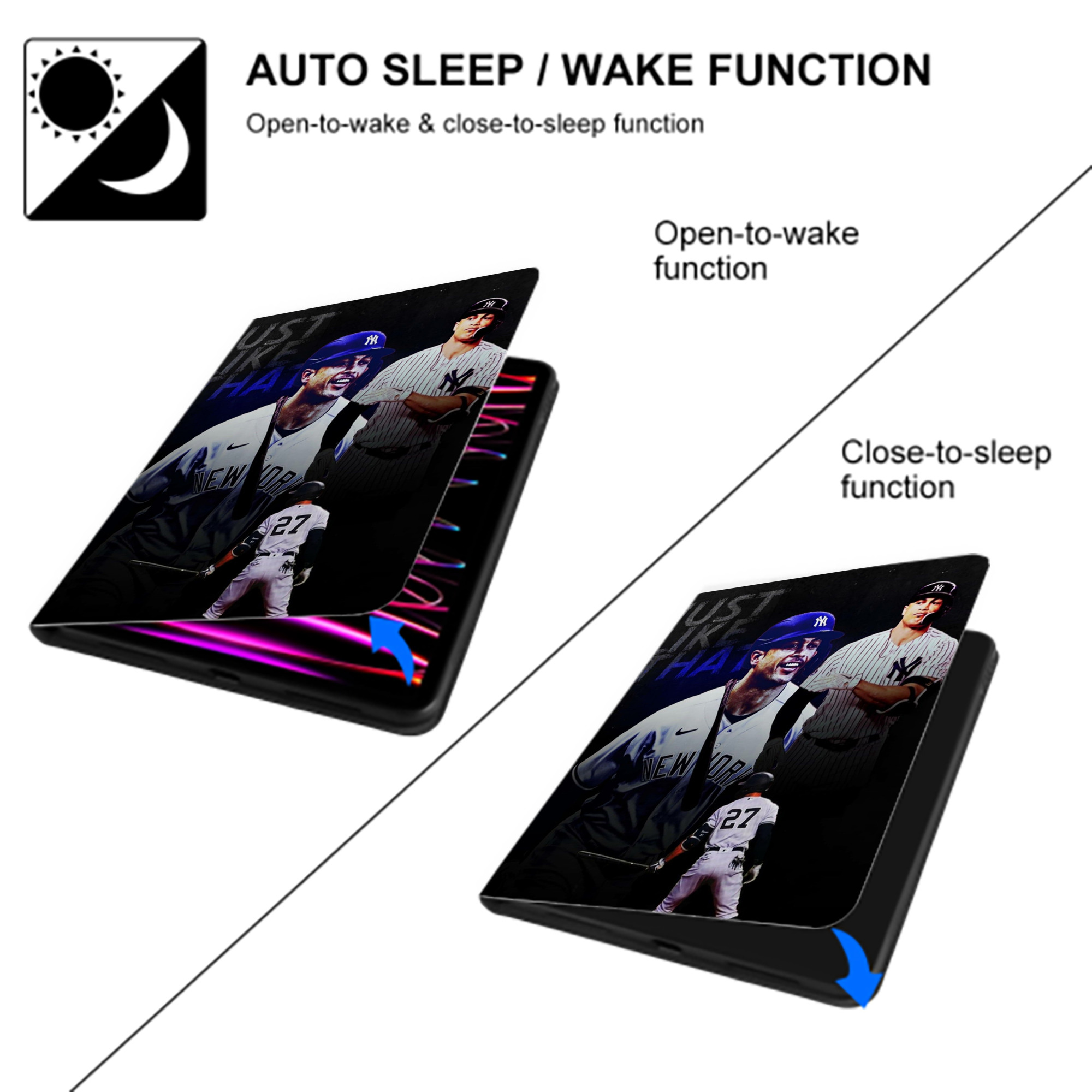 Giancarlo Stanton 36 Premium Tri-Fold PU Leather & Silicone IPad Case With Pencil Slot – Fits 9.5,10.5,10.9 – Adjustable Stand, Slim, Protective