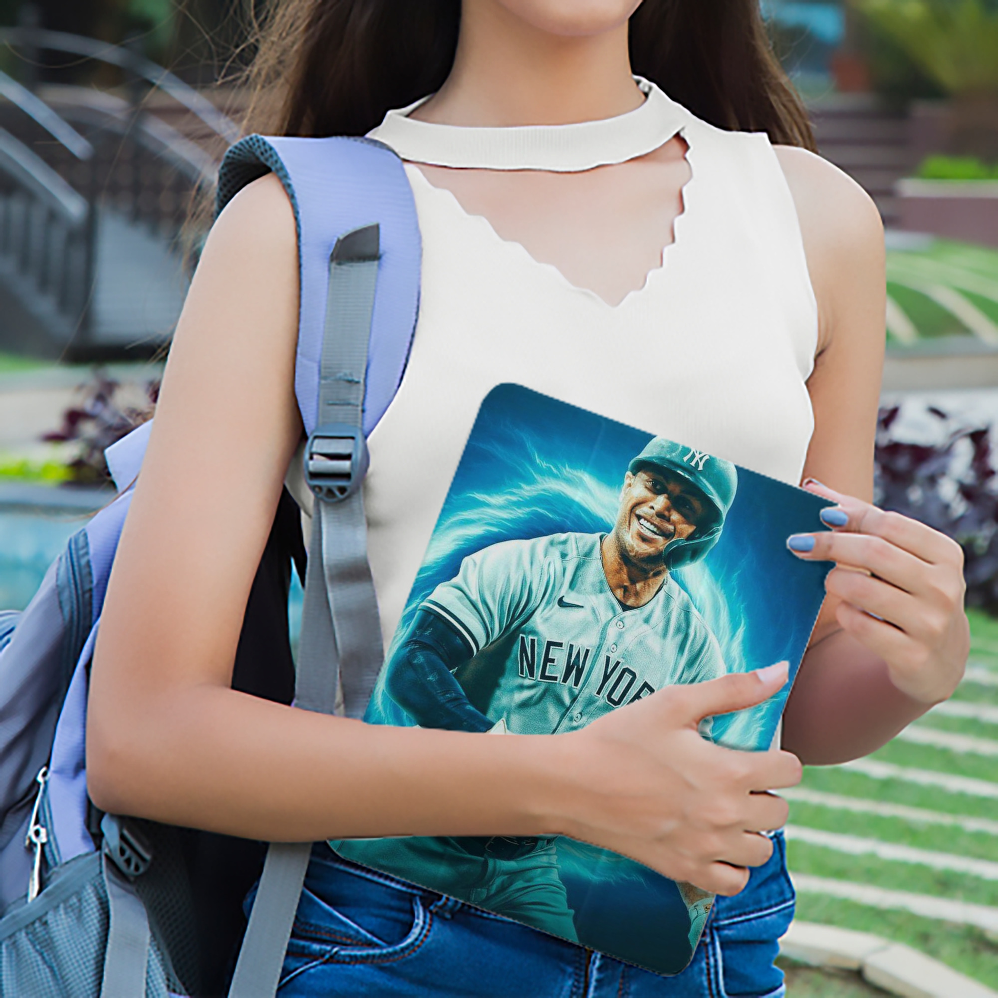 Giancarlo Stanton 35 Premium Tri-Fold PU Leather & Silicone IPad Case With Pencil Slot – Fits 9.5,10.5,10.9 – Adjustable Stand, Slim, Protective