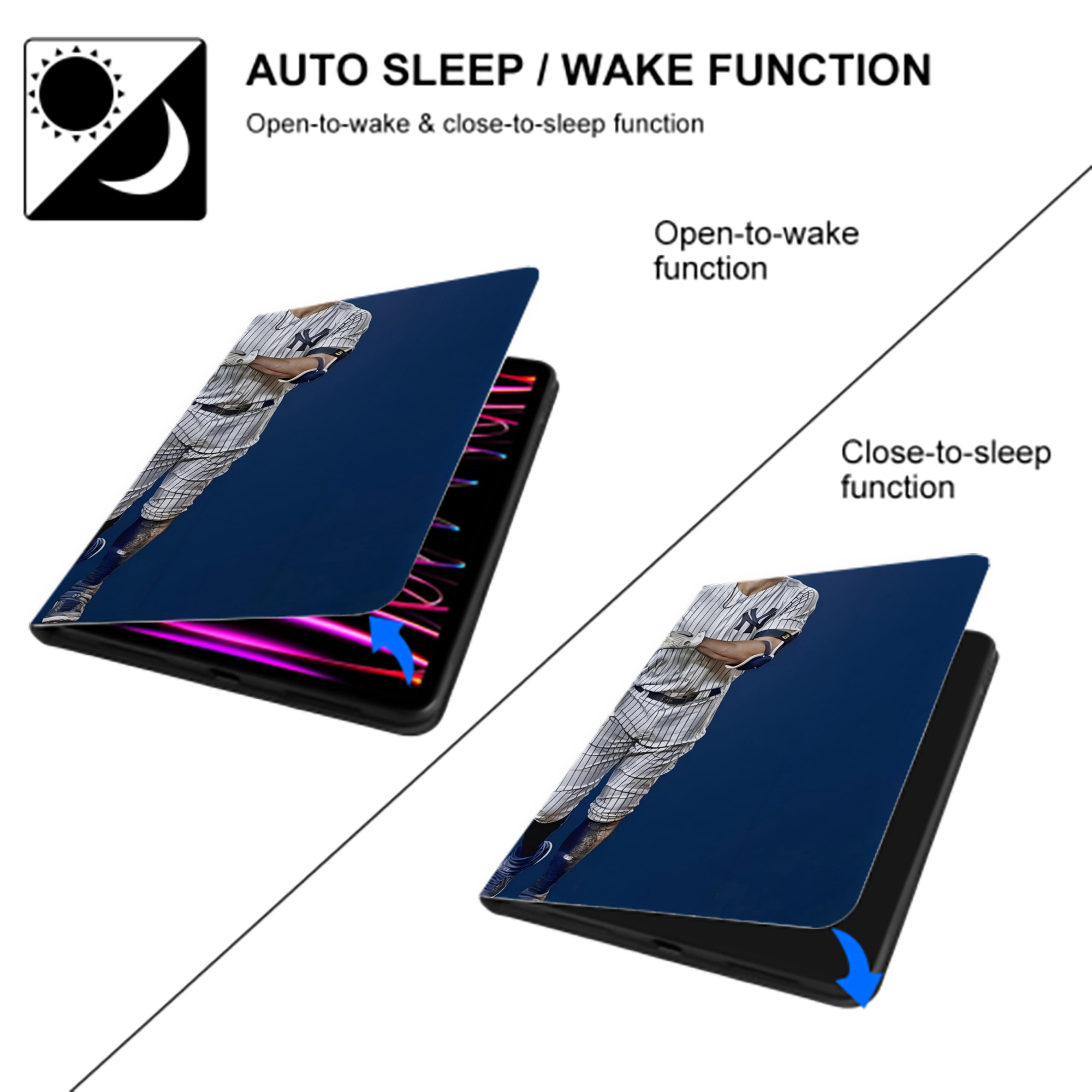 Giancarlo Stanton 12 IPad Book-Style Case With Pencil Slot – Slim PU & TPU Cover – Full Protection, Precise Fit, Water & Scratch Resistant