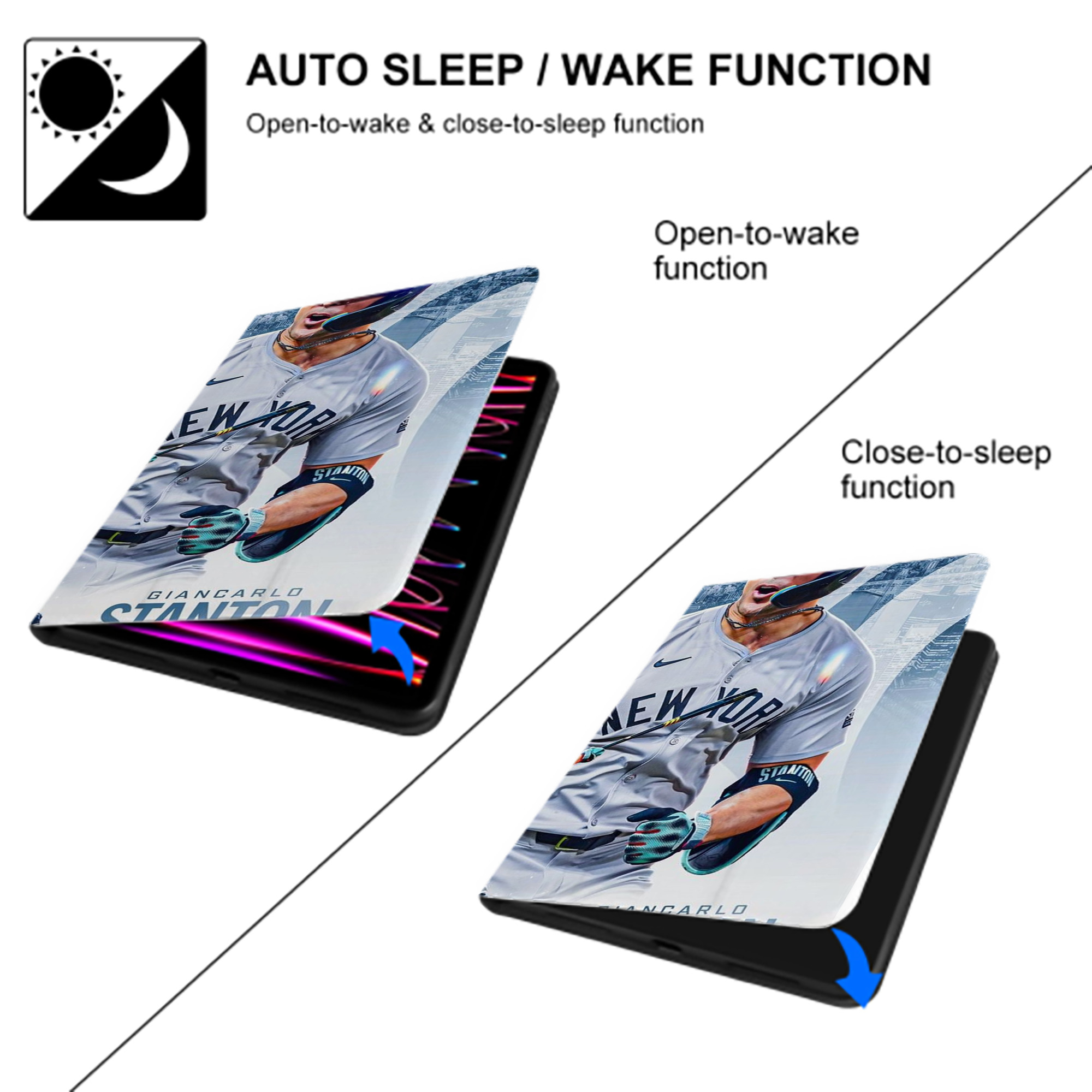 Giancarlo Stanton 24 IPad Book-Style Case With Pencil Slot – Slim PU & TPU Cover – Full Protection, Precise Fit, Water & Scratch Resistant