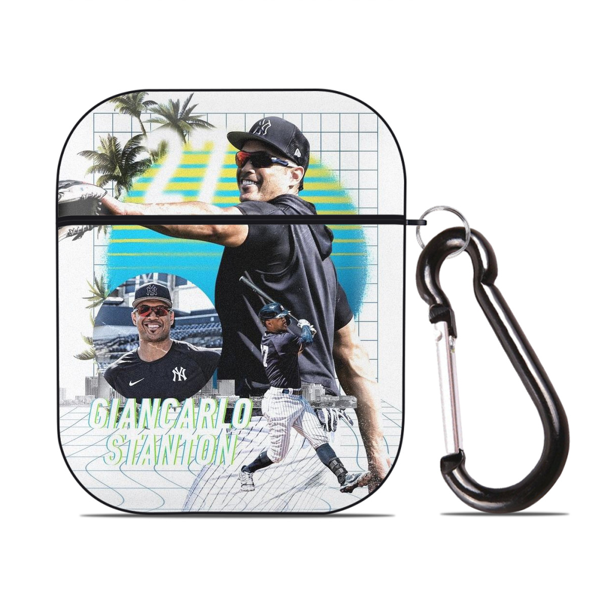 Giancarlo Stanton 30 AirPods 2 Case Hard Shell Black, Flexible PC Material, Precise Cutouts, Full Protection, Anti-Fingerprint, Washable, Includes Keychain – Durable & Slim Design