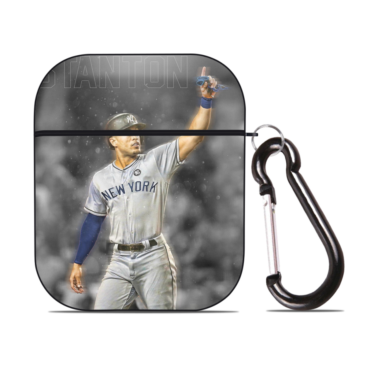Giancarlo Stanton 25 AirPods 2 Case Hard Shell Black, Flexible PC Material, Precise Cutouts, Full Protection, Anti-Fingerprint, Washable, Includes Keychain – Durable & Slim Design