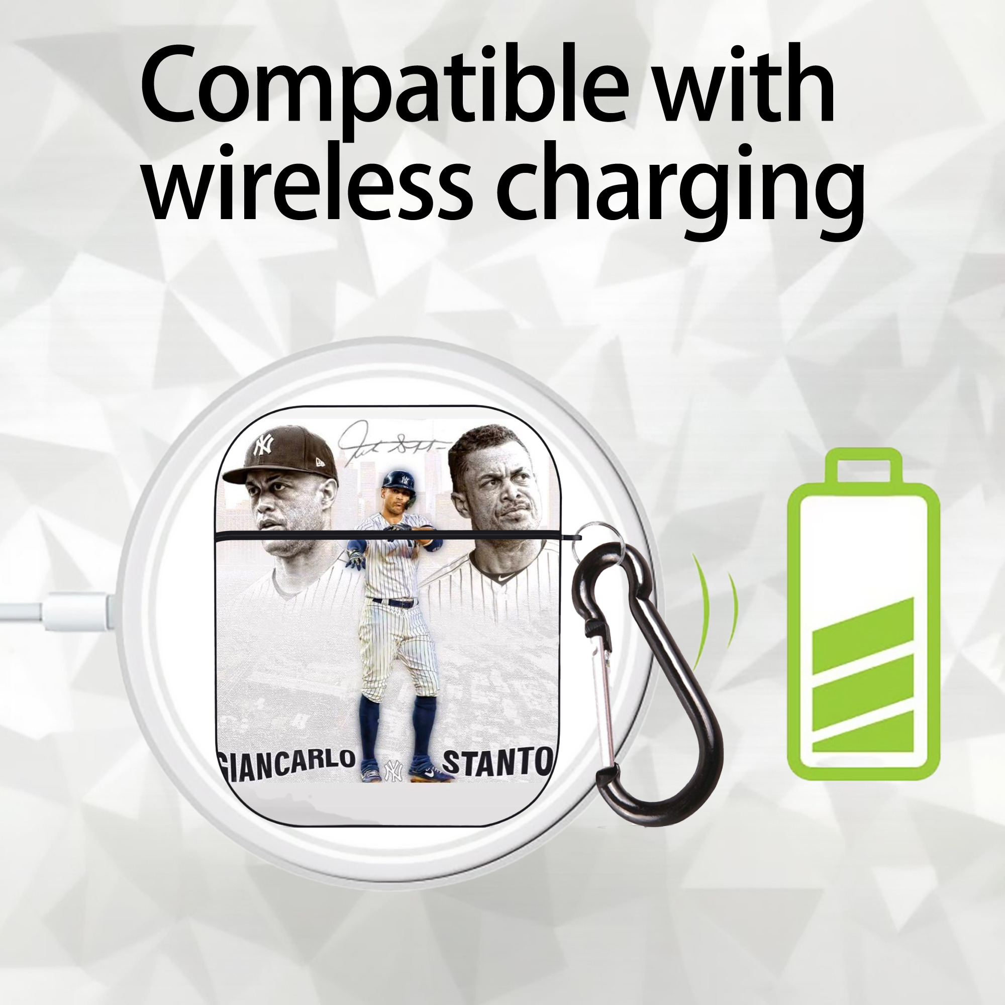 Giancarlo Stanton 11 AirPods 2 Case Hard Shell Black, Flexible PC Material, Precise Cutouts, Full Protection, Anti-Fingerprint, Washable, Includes Keychain – Durable & Slim Design