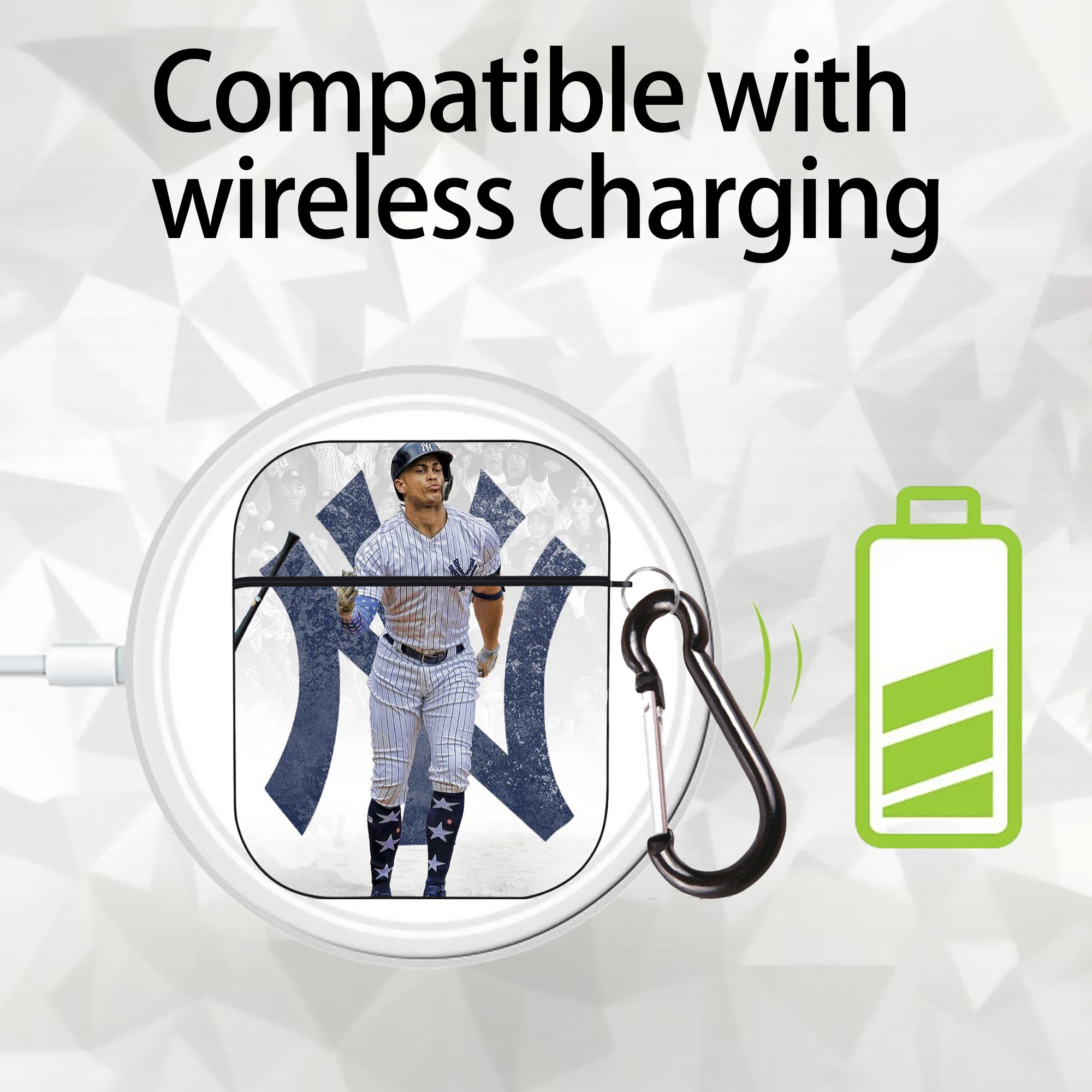 Giancarlo Stanton 15 AirPods 2 Case Hard Shell Black, Flexible PC Material, Precise Cutouts, Full Protection, Anti-Fingerprint, Washable, Includes Keychain – Durable & Slim Design