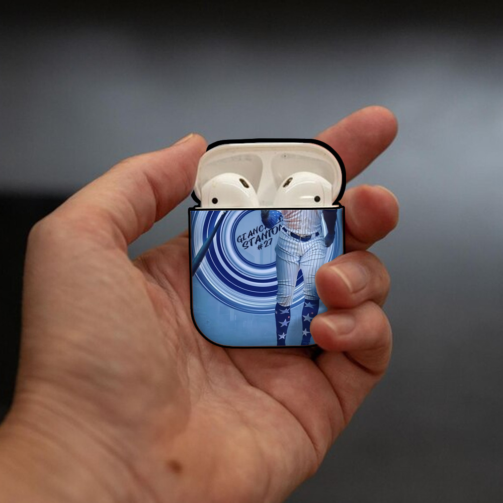 Giancarlo Stanton 16 AirPods 2 Case Hard Shell Black, Flexible PC Material, Precise Cutouts, Full Protection, Anti-Fingerprint, Washable, Includes Keychain – Durable & Slim Design