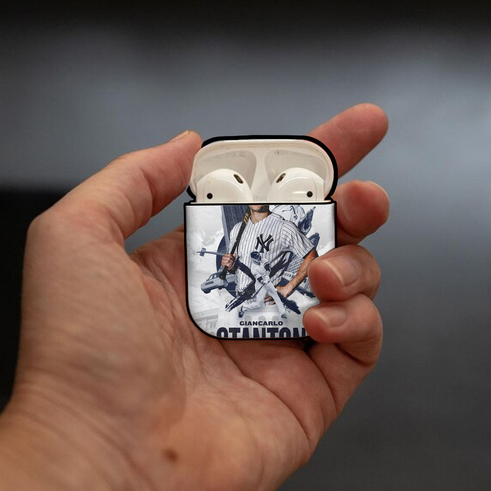 Giancarlo Stanton 23 AirPods 2 Case Hard Shell Black, Flexible PC Material, Precise Cutouts, Full Protection, Anti-Fingerprint, Washable, Includes Keychain – Durable & Slim Design