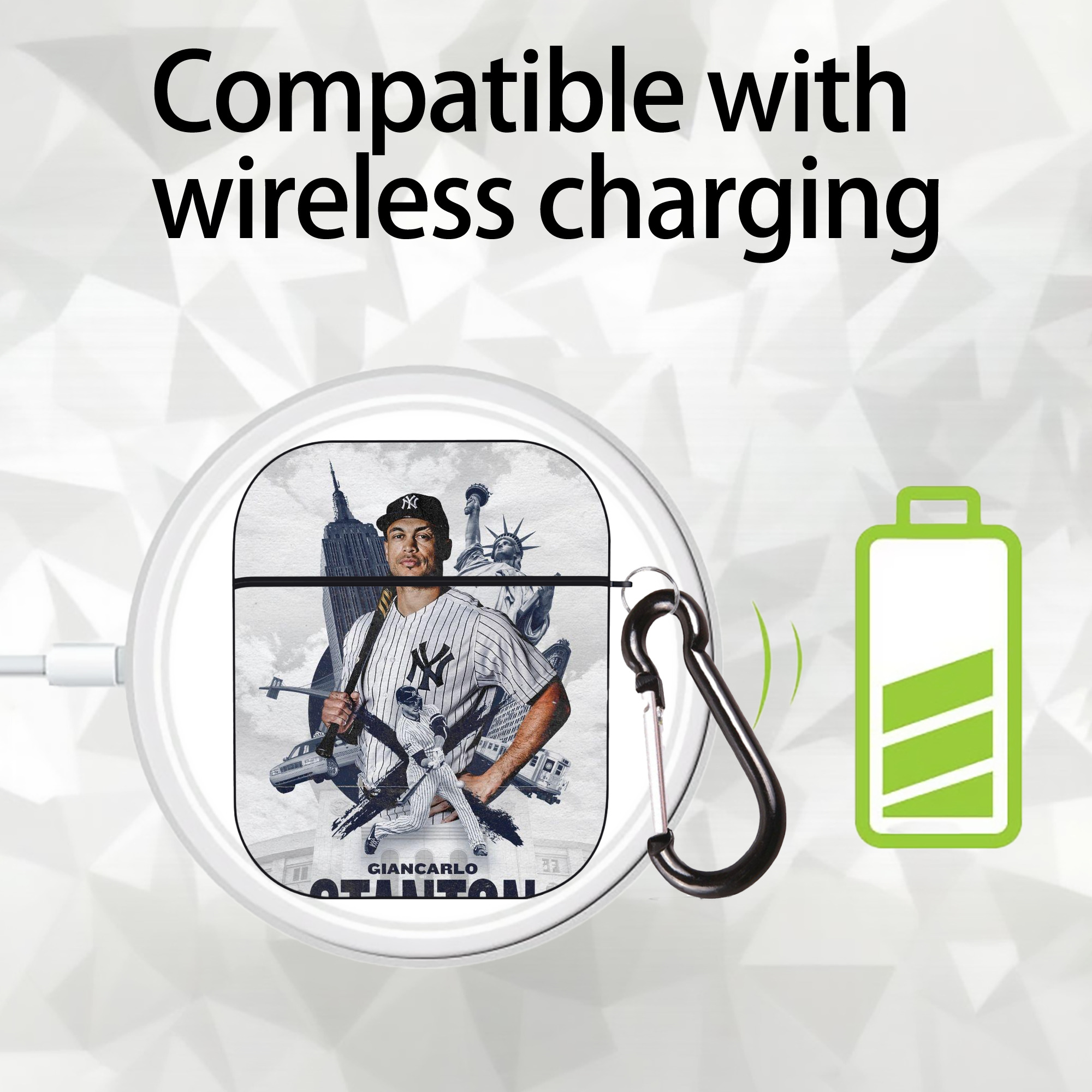 Giancarlo Stanton 23 AirPods 2 Case Hard Shell Black, Flexible PC Material, Precise Cutouts, Full Protection, Anti-Fingerprint, Washable, Includes Keychain – Durable & Slim Design