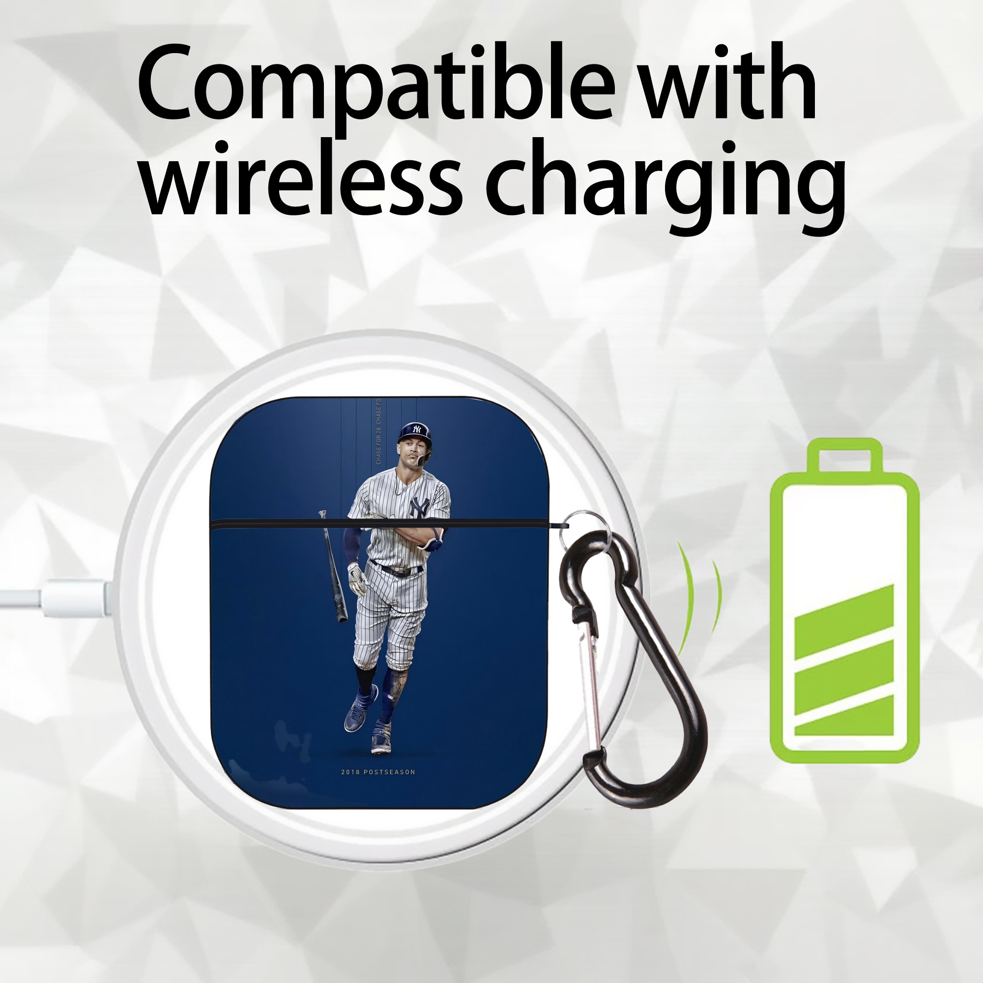 Giancarlo Stanton 12 AirPods 2 Case Hard Shell Black, Flexible PC Material, Precise Cutouts, Full Protection, Anti-Fingerprint, Washable, Includes Keychain – Durable & Slim Design