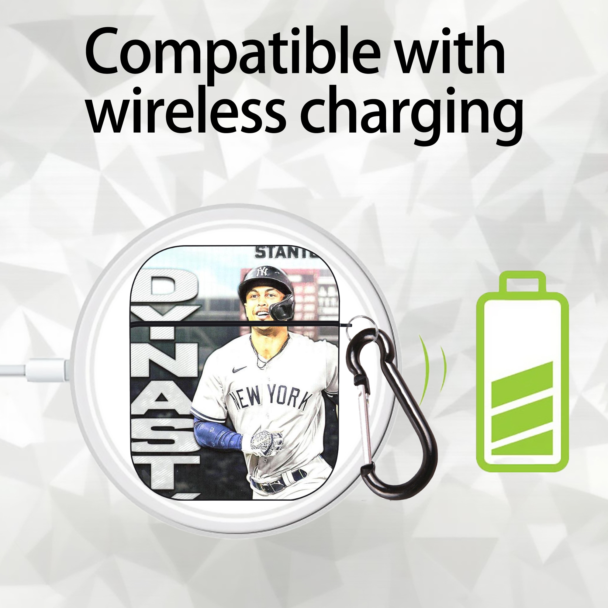 Giancarlo Stanton 21 AirPods 2 Case Hard Shell Black, Flexible PC Material, Precise Cutouts, Full Protection, Anti-Fingerprint, Washable, Includes Keychain – Durable & Slim Design