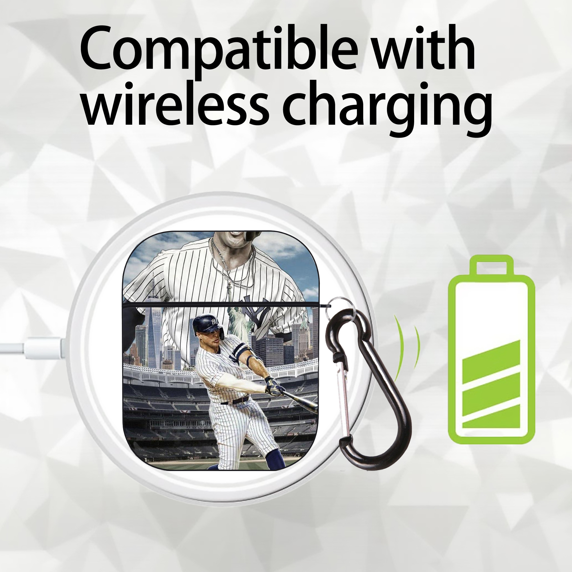 Giancarlo Stanton 14 AirPods 2 Case Hard Shell Black, Flexible PC Material, Precise Cutouts, Full Protection, Anti-Fingerprint, Washable, Includes Keychain – Durable & Slim Design