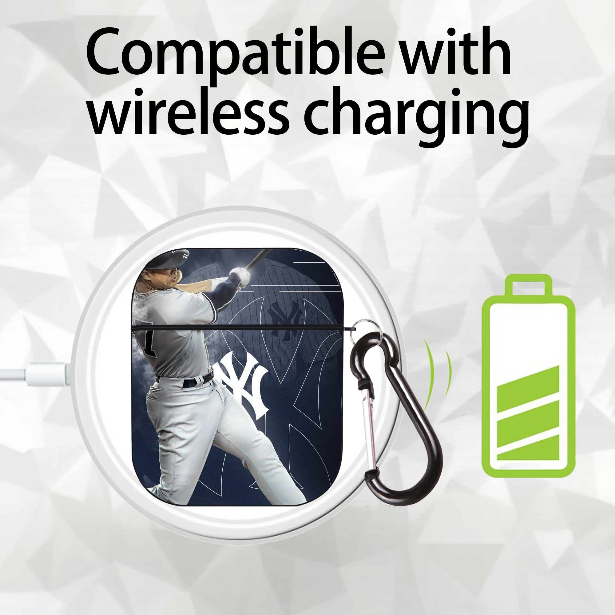 Giancarlo Stanton 27 AirPods 2 Case Hard Shell Black, Flexible PC Material, Precise Cutouts, Full Protection, Anti-Fingerprint, Washable, Includes Keychain – Durable & Slim Design