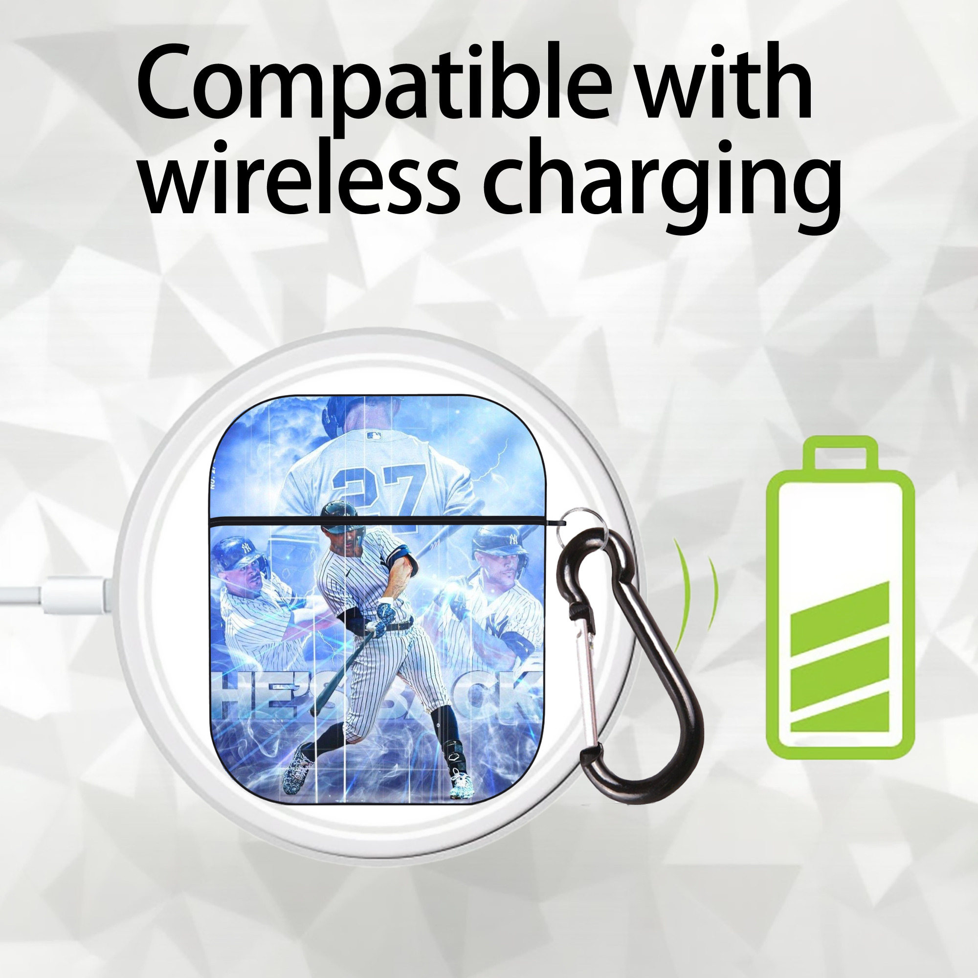 Giancarlo Stanton 26 AirPods 2 Case Hard Shell Black, Flexible PC Material, Precise Cutouts, Full Protection, Anti-Fingerprint, Washable, Includes Keychain – Durable & Slim Design