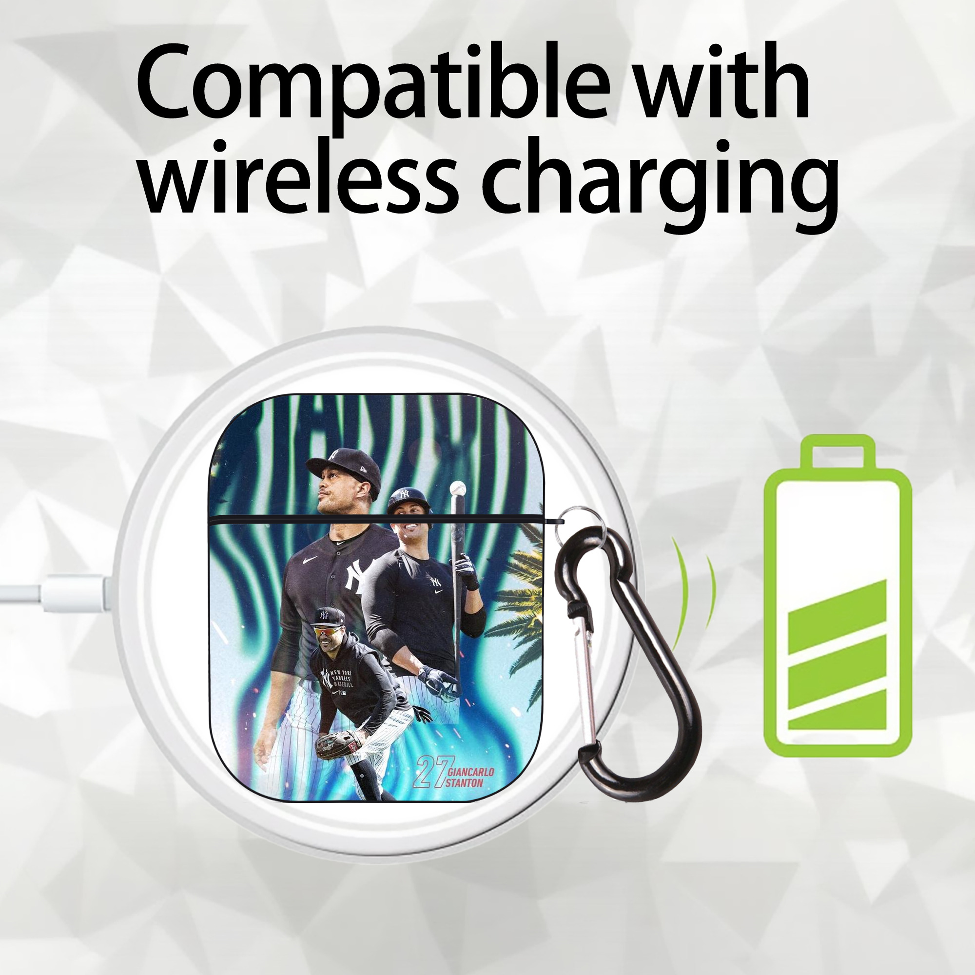 Giancarlo Stanton 31 AirPods 2 Case Hard Shell Black, Flexible PC Material, Precise Cutouts, Full Protection, Anti-Fingerprint, Washable, Includes Keychain – Durable & Slim Design