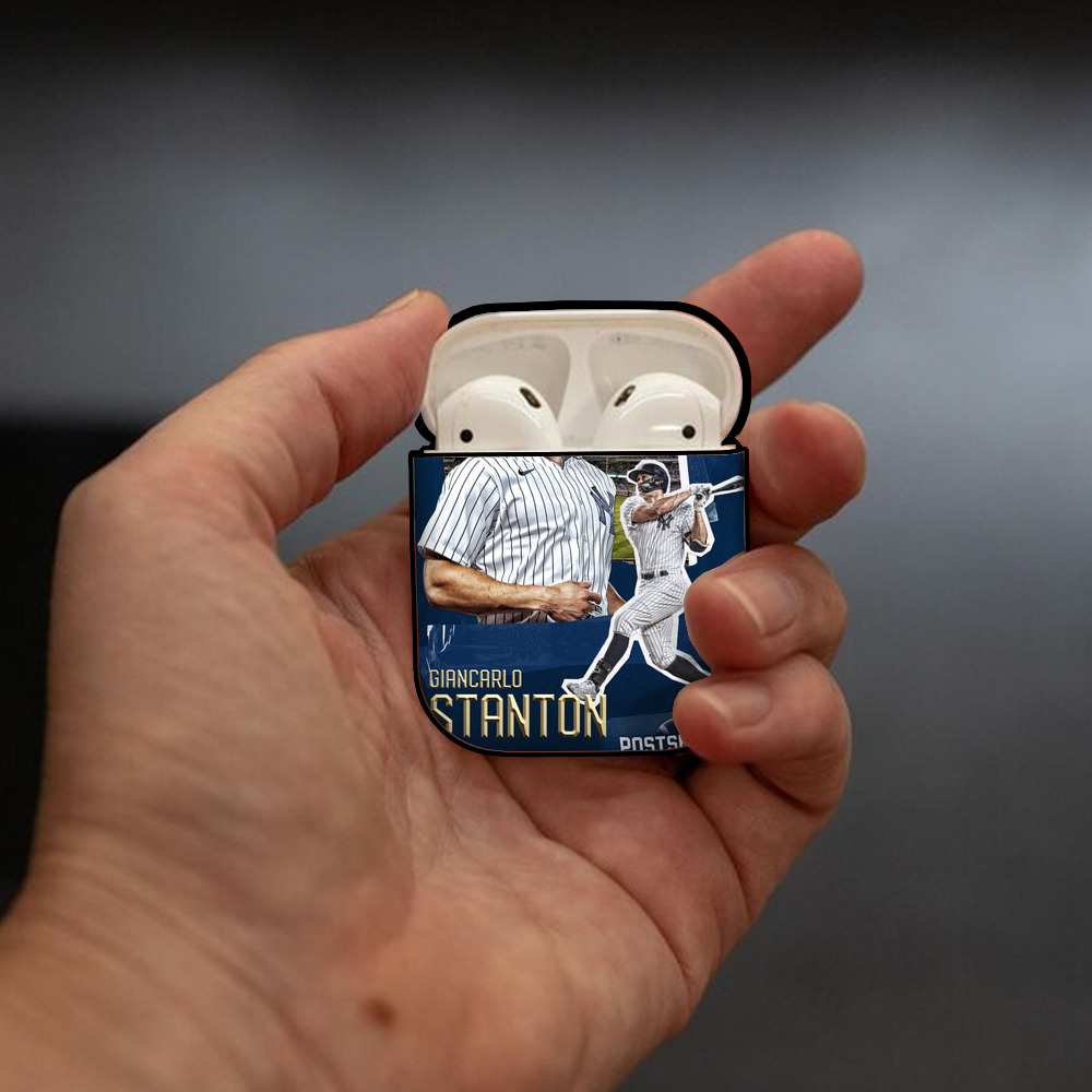 Giancarlo Stanton 18 AirPods 2 Case Hard Shell Black, Flexible PC Material, Precise Cutouts, Full Protection, Anti-Fingerprint, Washable, Includes Keychain – Durable & Slim Design