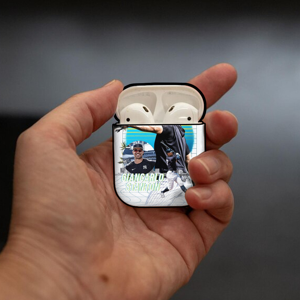 Giancarlo Stanton 30 AirPods 2 Case Hard Shell Black, Flexible PC Material, Precise Cutouts, Full Protection, Anti-Fingerprint, Washable, Includes Keychain – Durable & Slim Design
