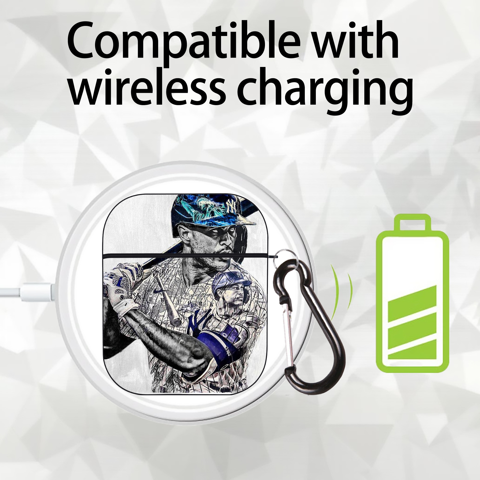 Giancarlo Stanton 28 AirPods 2 Case Hard Shell Black, Flexible PC Material, Precise Cutouts, Full Protection, Anti-Fingerprint, Washable, Includes Keychain – Durable & Slim Design