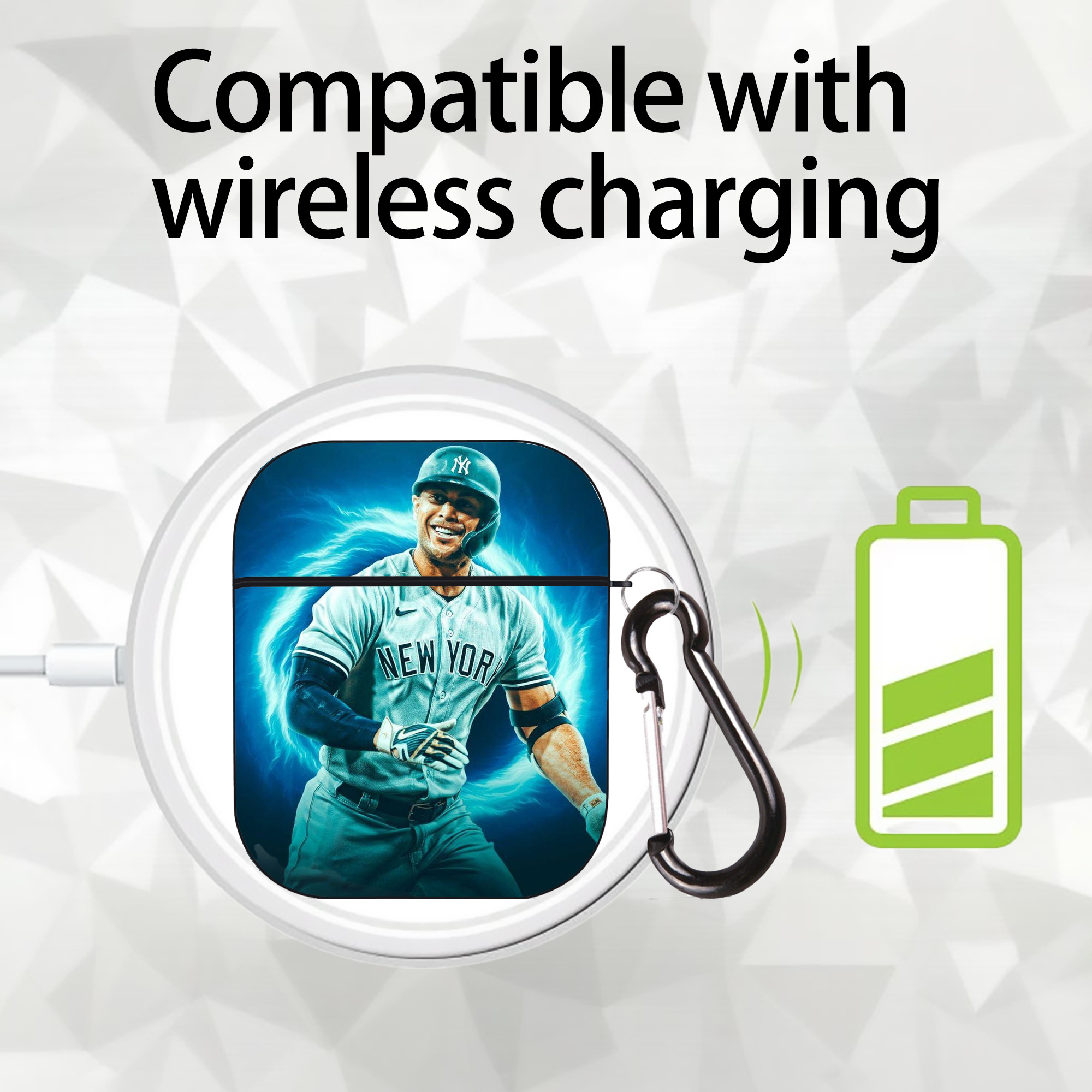 Giancarlo Stanton 35 AirPods 2 Case Hard Shell Black, Flexible PC Material, Precise Cutouts, Full Protection, Anti-Fingerprint, Washable, Includes Keychain – Durable & Slim Design