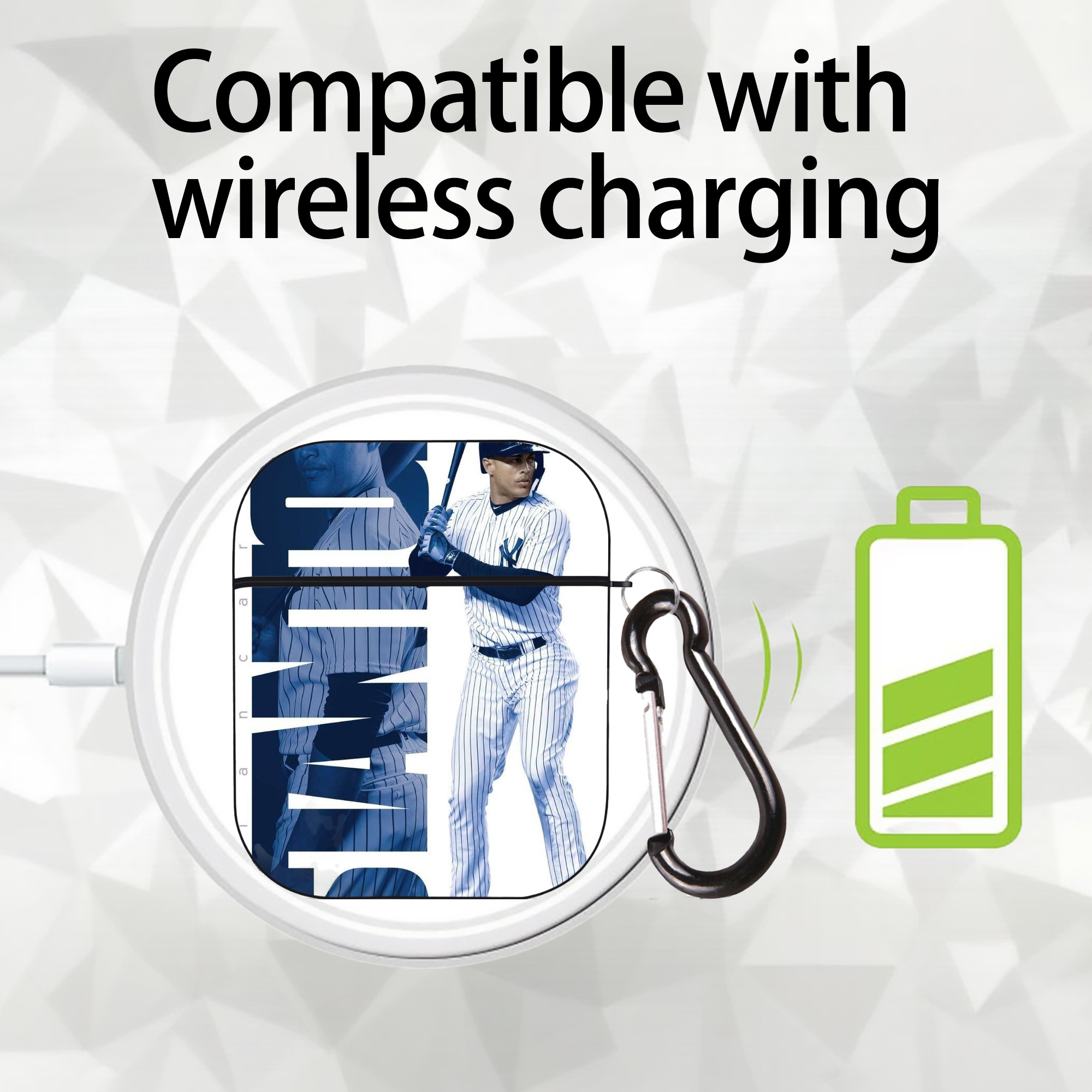 Giancarlo Stanton 34 AirPods 2 Case Hard Shell Black, Flexible PC Material, Precise Cutouts, Full Protection, Anti-Fingerprint, Washable, Includes Keychain – Durable & Slim Design