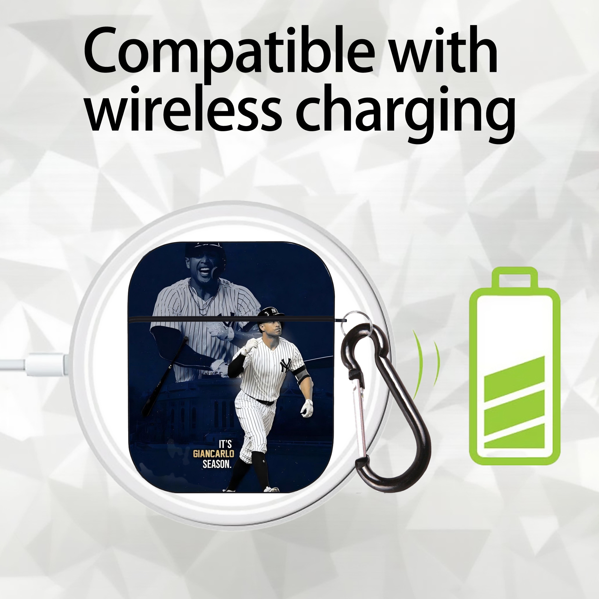 Giancarlo Stanton 29 AirPods 2 Case Hard Shell Black, Flexible PC Material, Precise Cutouts, Full Protection, Anti-Fingerprint, Washable, Includes Keychain – Durable & Slim Design