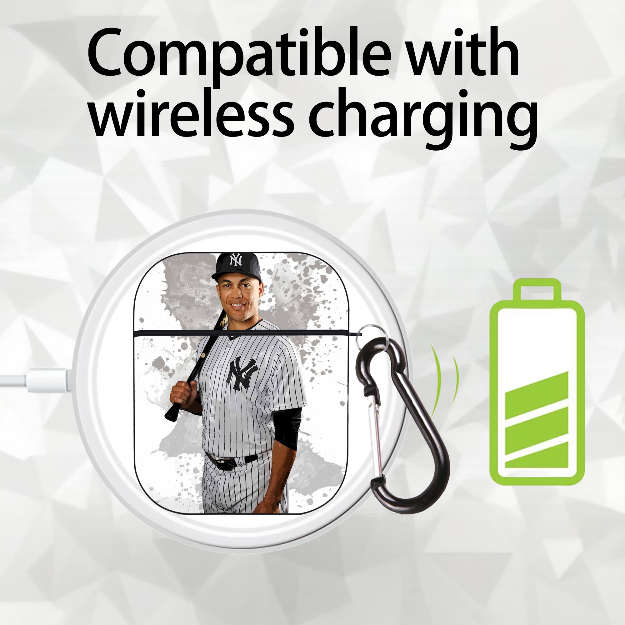 Giancarlo Stanton 32 AirPods 2 Case Hard Shell Black, Flexible PC Material, Precise Cutouts, Full Protection, Anti-Fingerprint, Washable, Includes Keychain – Durable & Slim Design