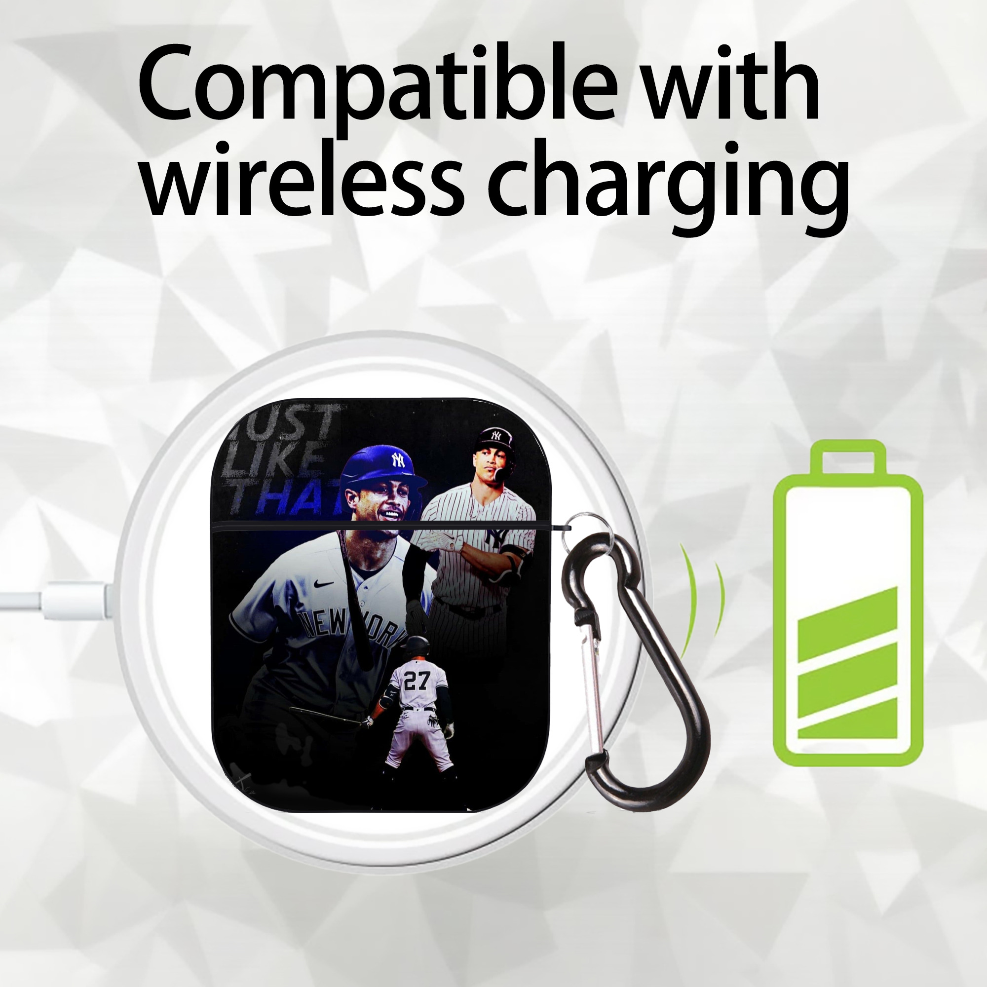 Giancarlo Stanton 36 AirPods 2 Case Hard Shell Black, Flexible PC Material, Precise Cutouts, Full Protection, Anti-Fingerprint, Washable, Includes Keychain – Durable & Slim Design