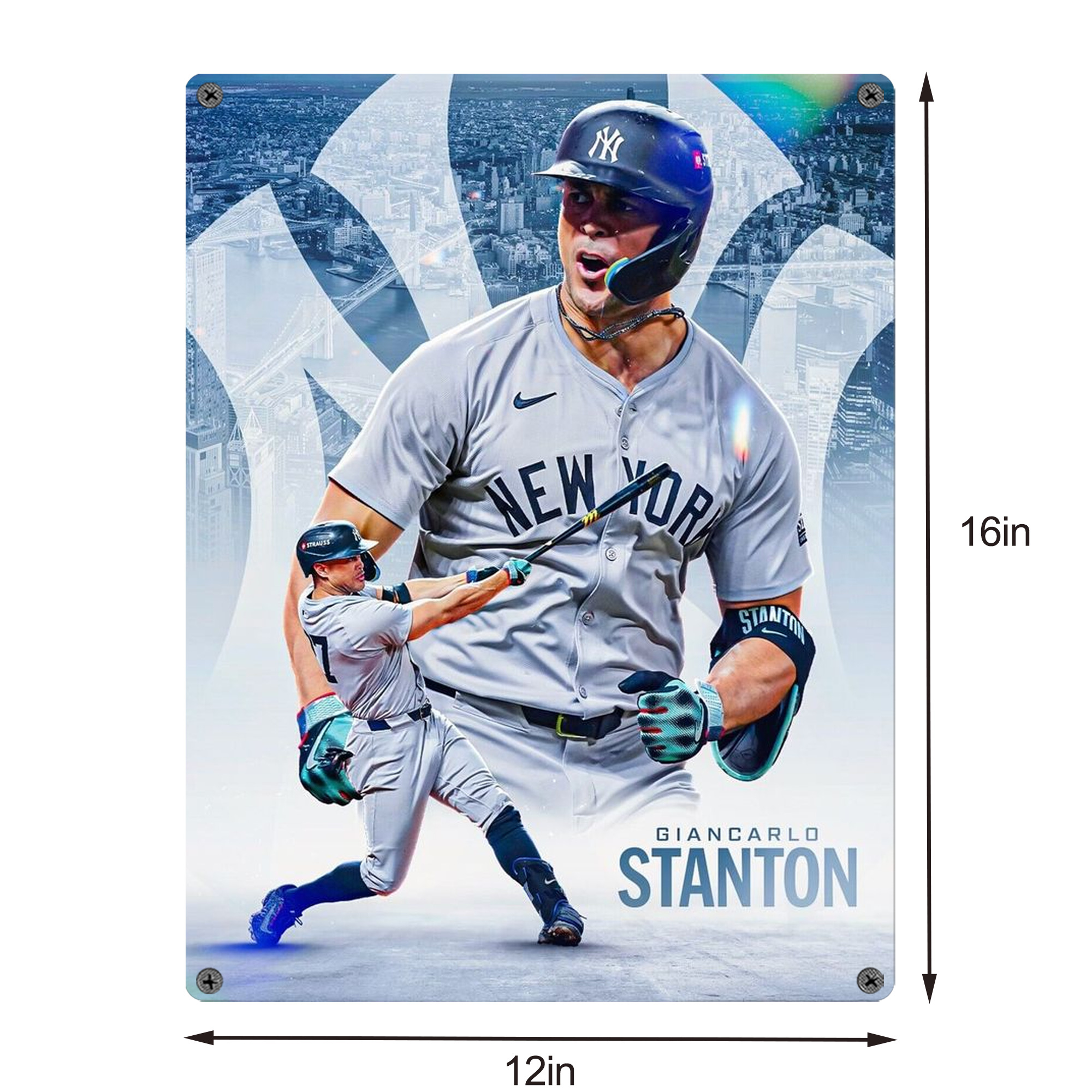 Giancarlo Stanton 24 Vintage Metal Tin Sign 12x16inch – Retro Wall Art Decor For Home, Bar, Kitchen, Bedroom, Office – Durable Iron Sheet Poster, Easy To Hang, Full-Color Printing
