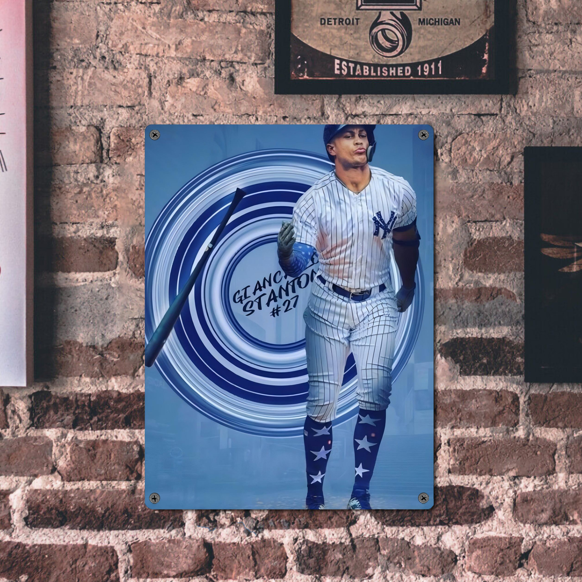 Giancarlo Stanton 16 Vintage Metal Tin Sign 12x16inch – Retro Wall Art Decor For Home, Bar, Kitchen, Bedroom, Office – Durable Iron Sheet Poster, Easy To Hang, Full-Color Printing