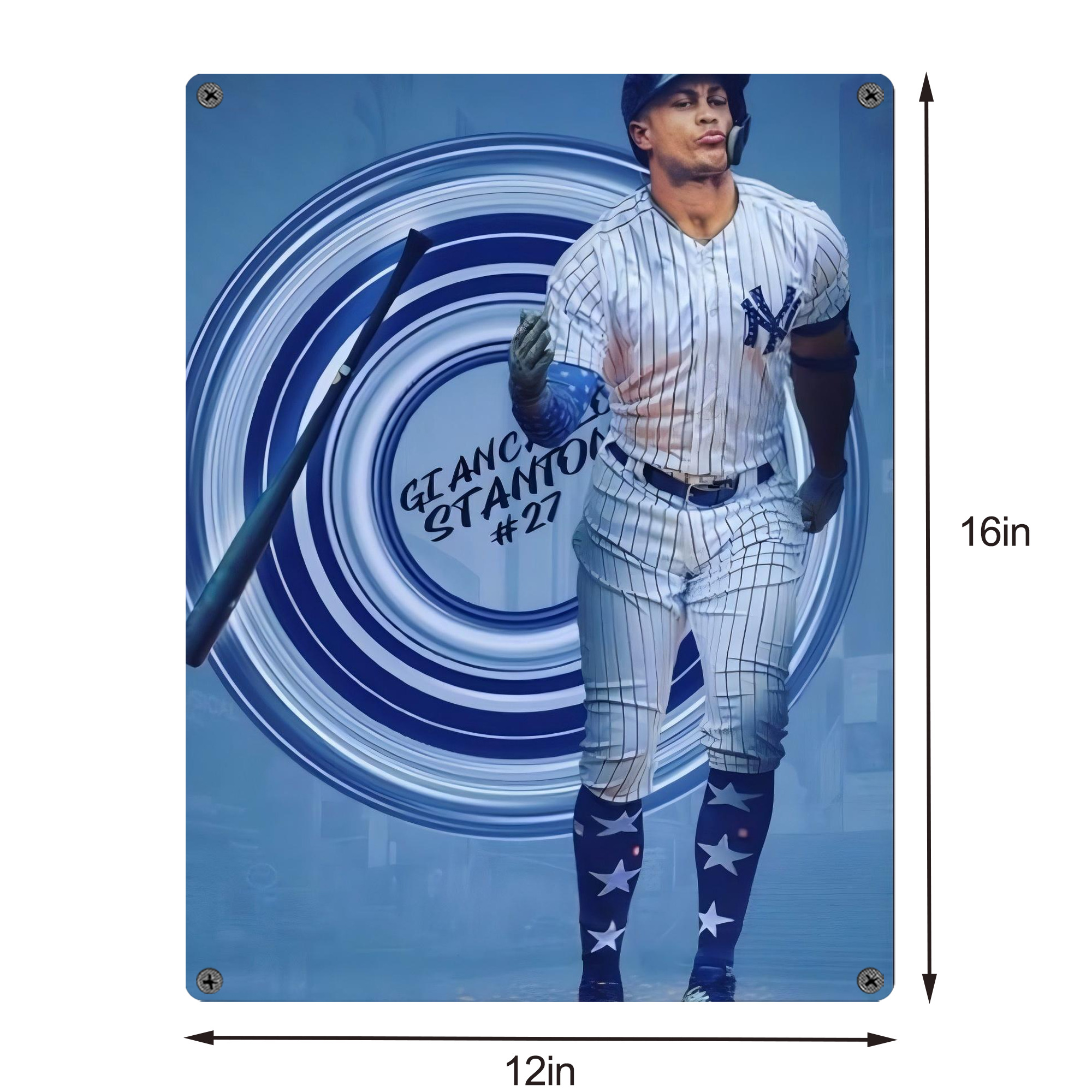 Giancarlo Stanton 16 Vintage Metal Tin Sign 12x16inch – Retro Wall Art Decor For Home, Bar, Kitchen, Bedroom, Office – Durable Iron Sheet Poster, Easy To Hang, Full-Color Printing