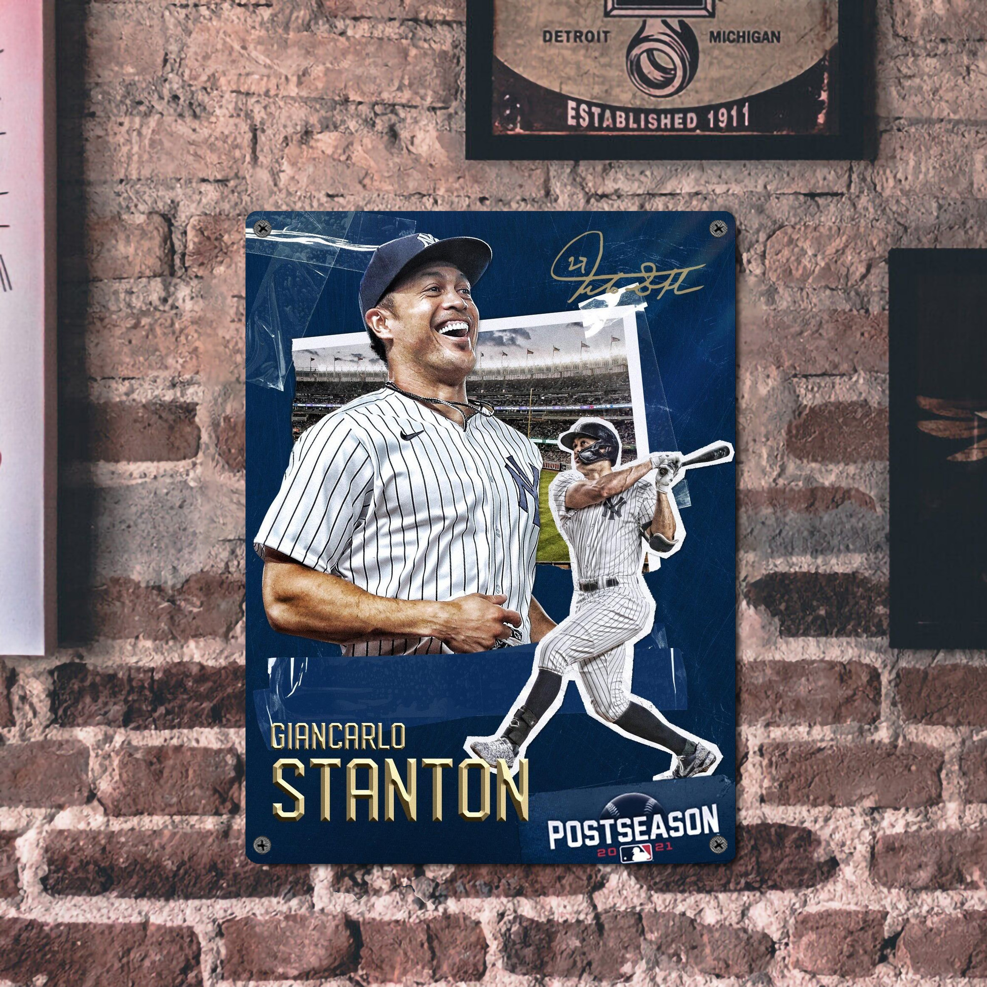 Giancarlo Stanton 18 Vintage Metal Tin Sign 12x16inch – Retro Wall Art Decor For Home, Bar, Kitchen, Bedroom, Office – Durable Iron Sheet Poster, Easy To Hang, Full-Color Printing