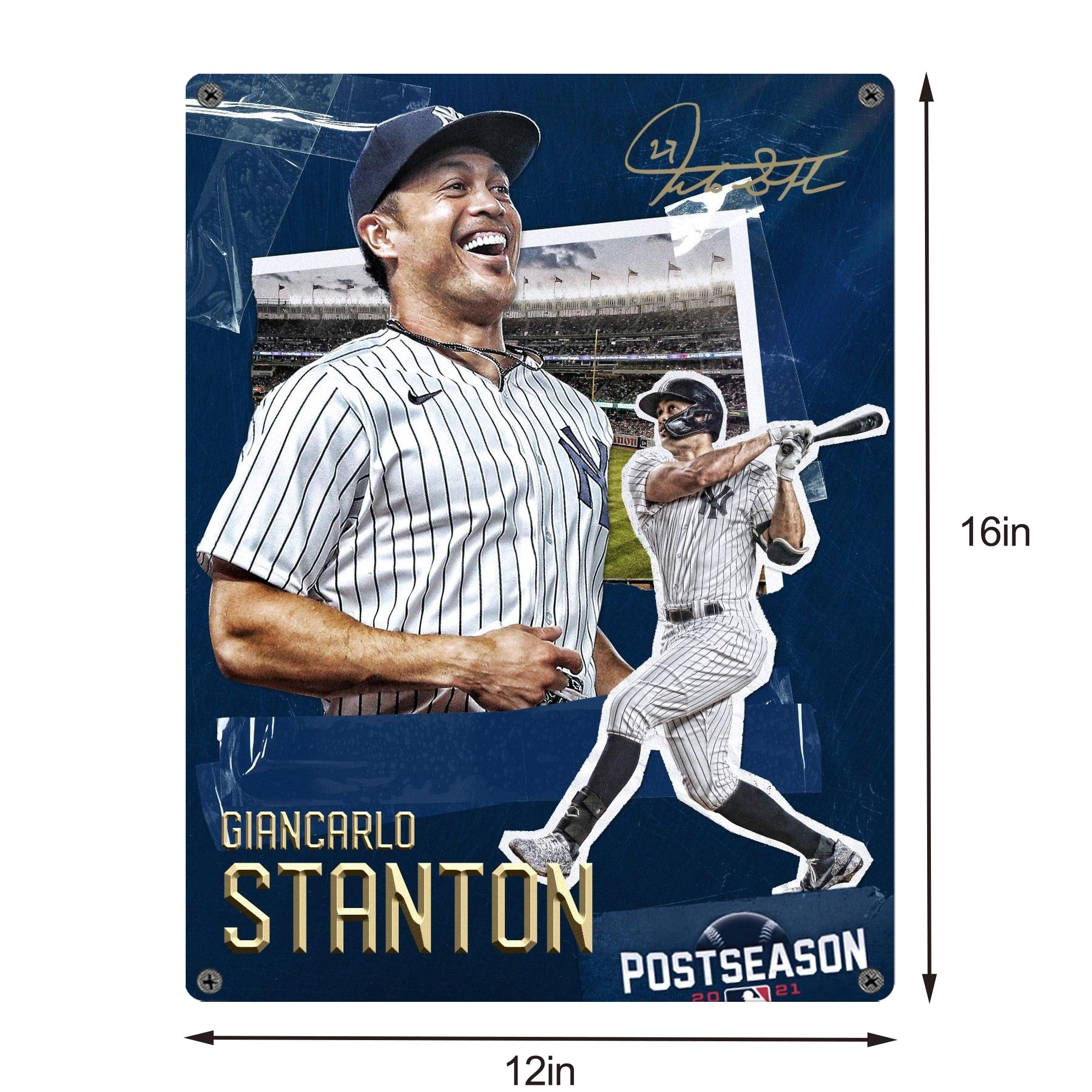 Giancarlo Stanton 18 Vintage Metal Tin Sign 12x16inch – Retro Wall Art Decor For Home, Bar, Kitchen, Bedroom, Office – Durable Iron Sheet Poster, Easy To Hang, Full-Color Printing