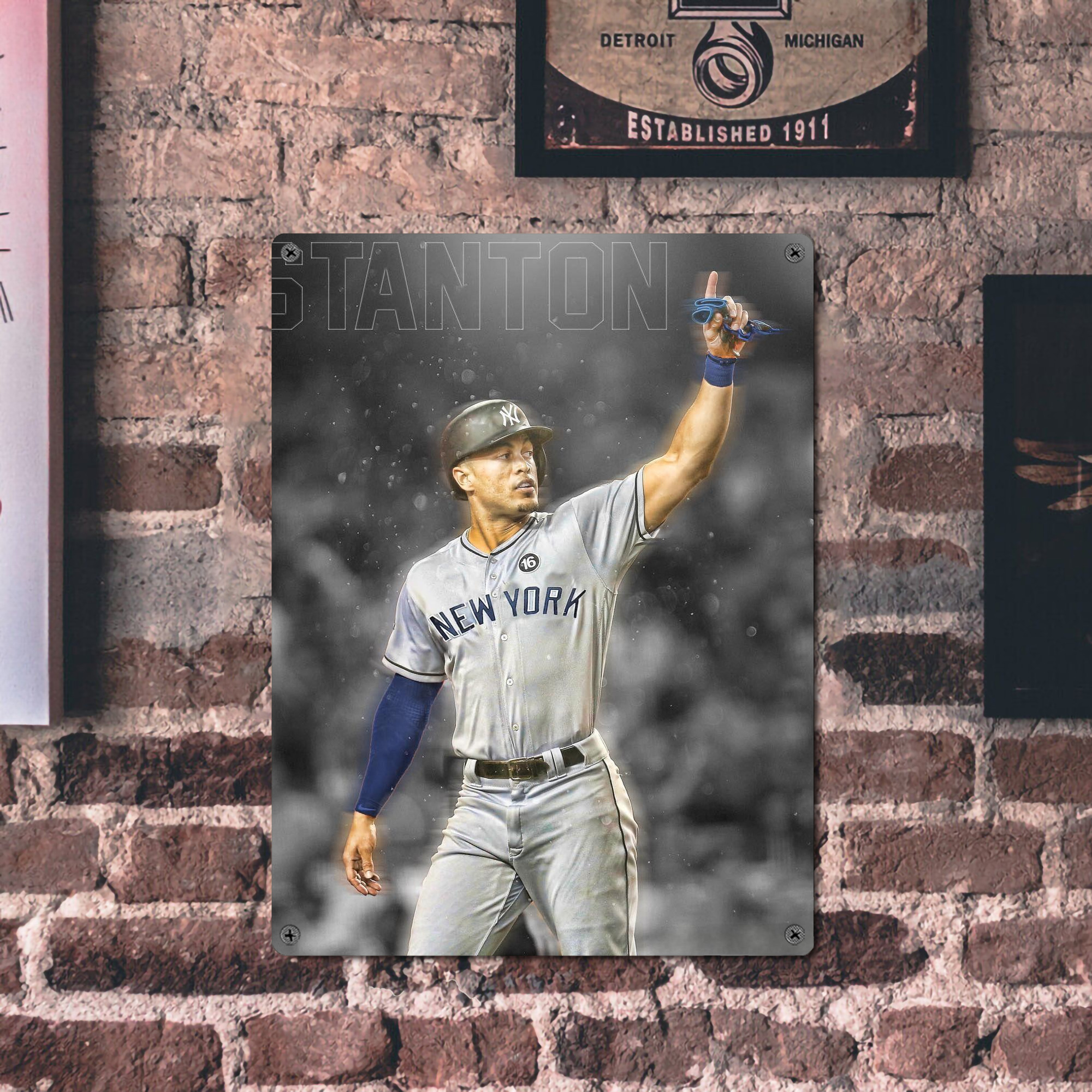 Giancarlo Stanton 25 Vintage Metal Tin Sign 12x16inch – Retro Wall Art Decor For Home, Bar, Kitchen, Bedroom, Office – Durable Iron Sheet Poster, Easy To Hang, Full-Color Printing