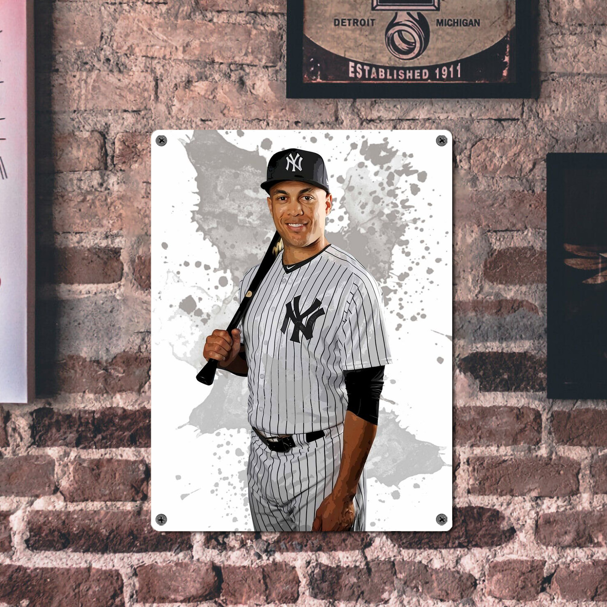 Giancarlo Stanton 32 Vintage Metal Tin Sign 12x16inch – Retro Wall Art Decor For Home, Bar, Kitchen, Bedroom, Office – Durable Iron Sheet Poster, Easy To Hang, Full-Color Printing