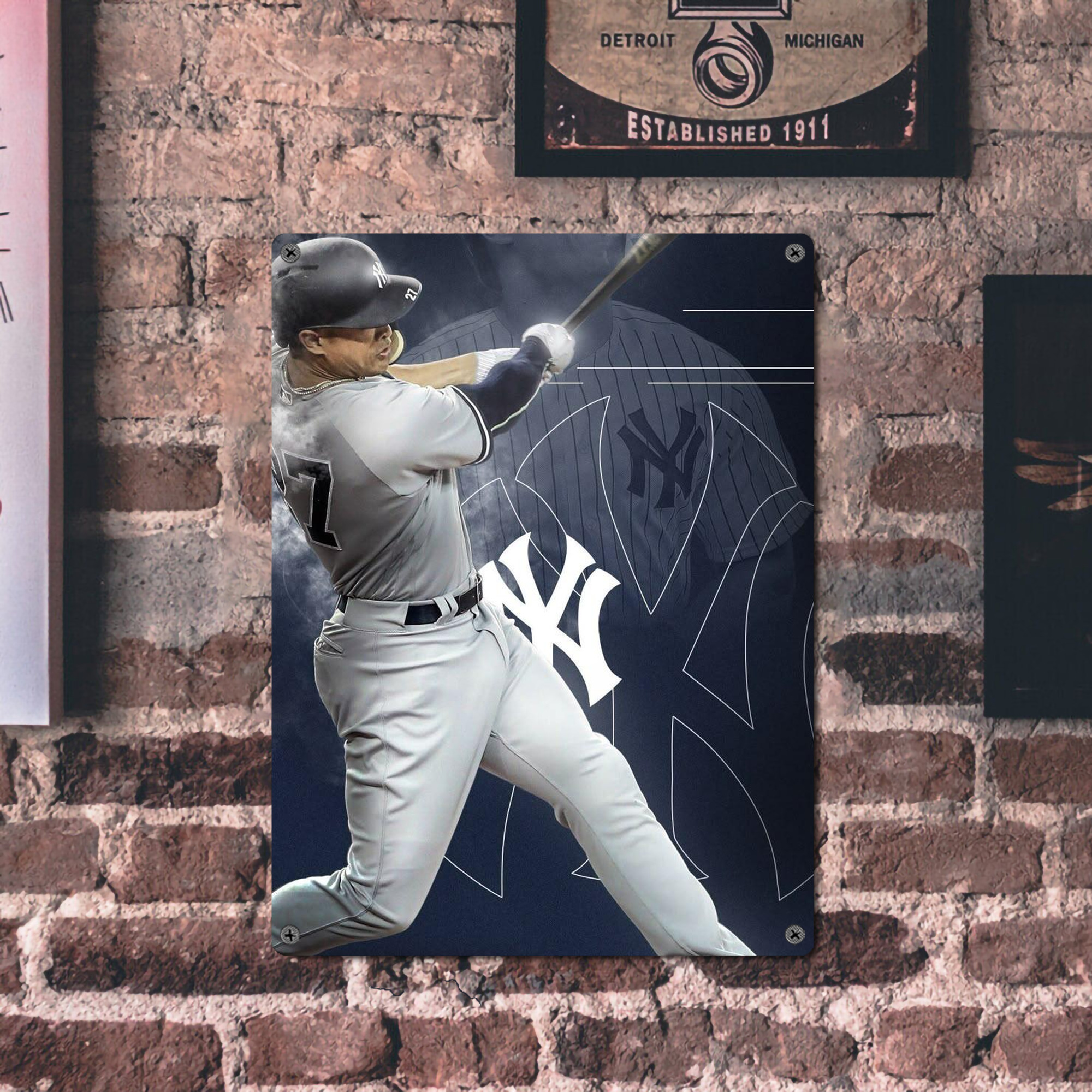 Giancarlo Stanton 27 Vintage Metal Tin Sign 12x16inch – Retro Wall Art Decor For Home, Bar, Kitchen, Bedroom, Office – Durable Iron Sheet Poster, Easy To Hang, Full-Color Printing