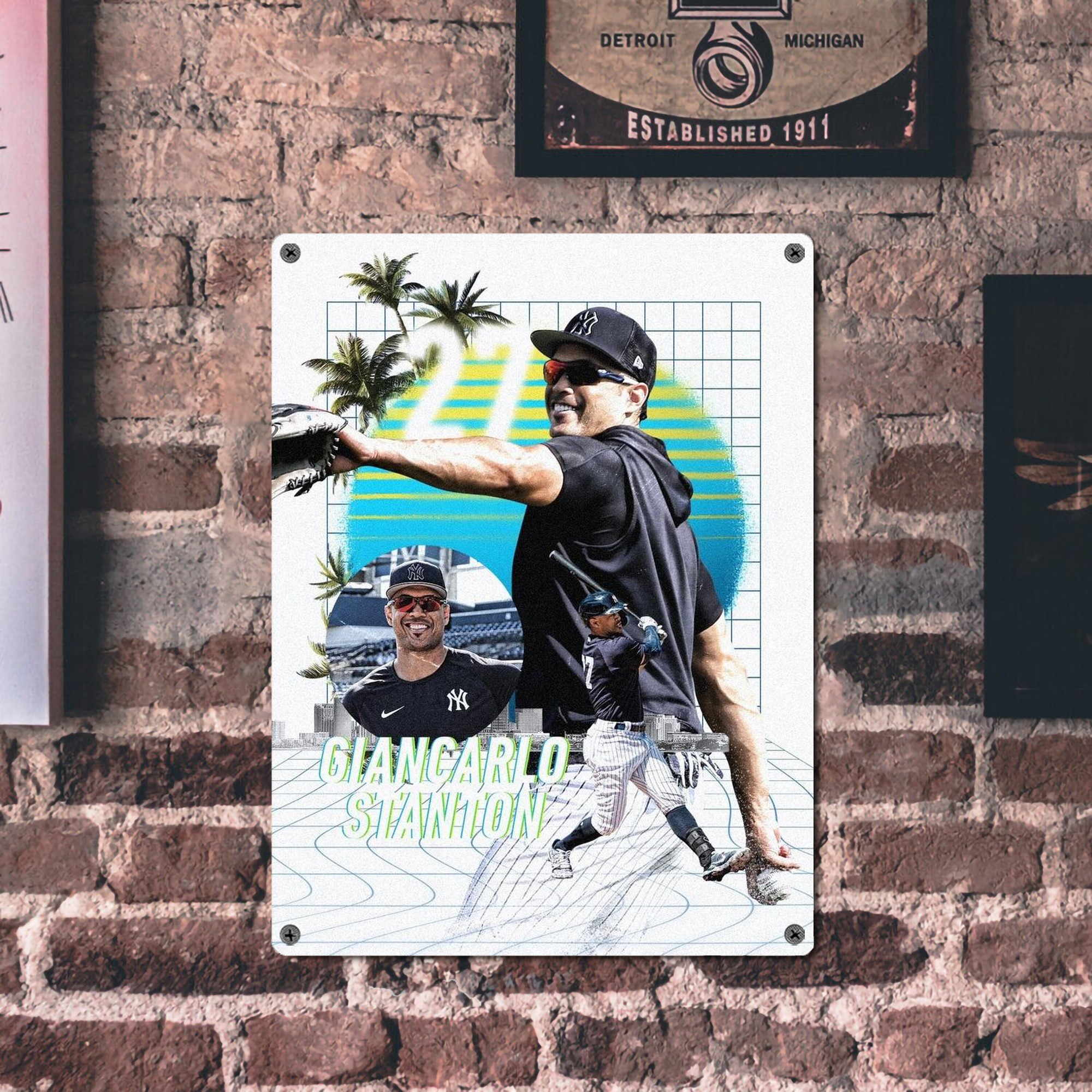 Giancarlo Stanton 30 Vintage Metal Tin Sign 12x16inch – Retro Wall Art Decor For Home, Bar, Kitchen, Bedroom, Office – Durable Iron Sheet Poster, Easy To Hang, Full-Color Printing