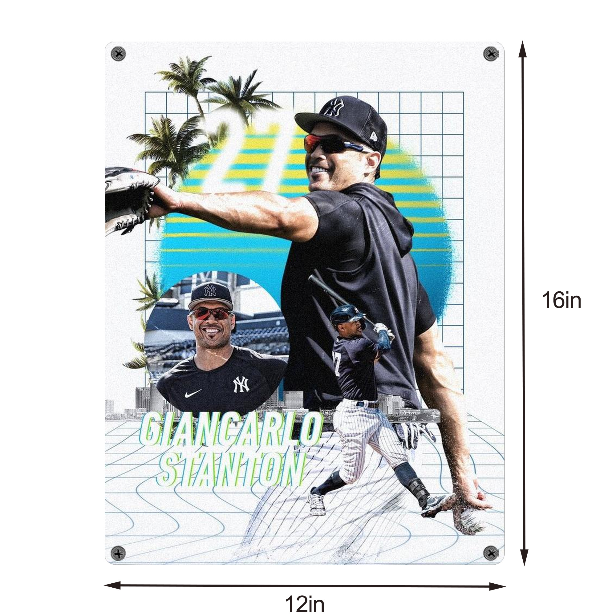 Giancarlo Stanton 30 Vintage Metal Tin Sign 12x16inch – Retro Wall Art Decor For Home, Bar, Kitchen, Bedroom, Office – Durable Iron Sheet Poster, Easy To Hang, Full-Color Printing