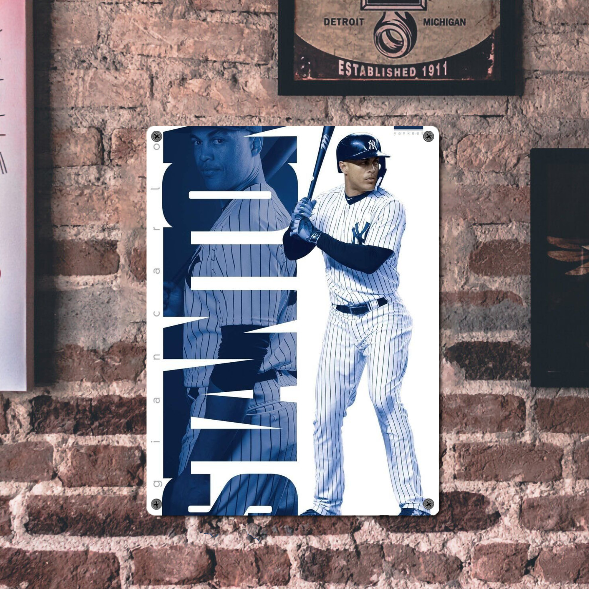 Giancarlo Stanton 34 Vintage Metal Tin Sign 12x16inch – Retro Wall Art Decor For Home, Bar, Kitchen, Bedroom, Office – Durable Iron Sheet Poster, Easy To Hang, Full-Color Printing