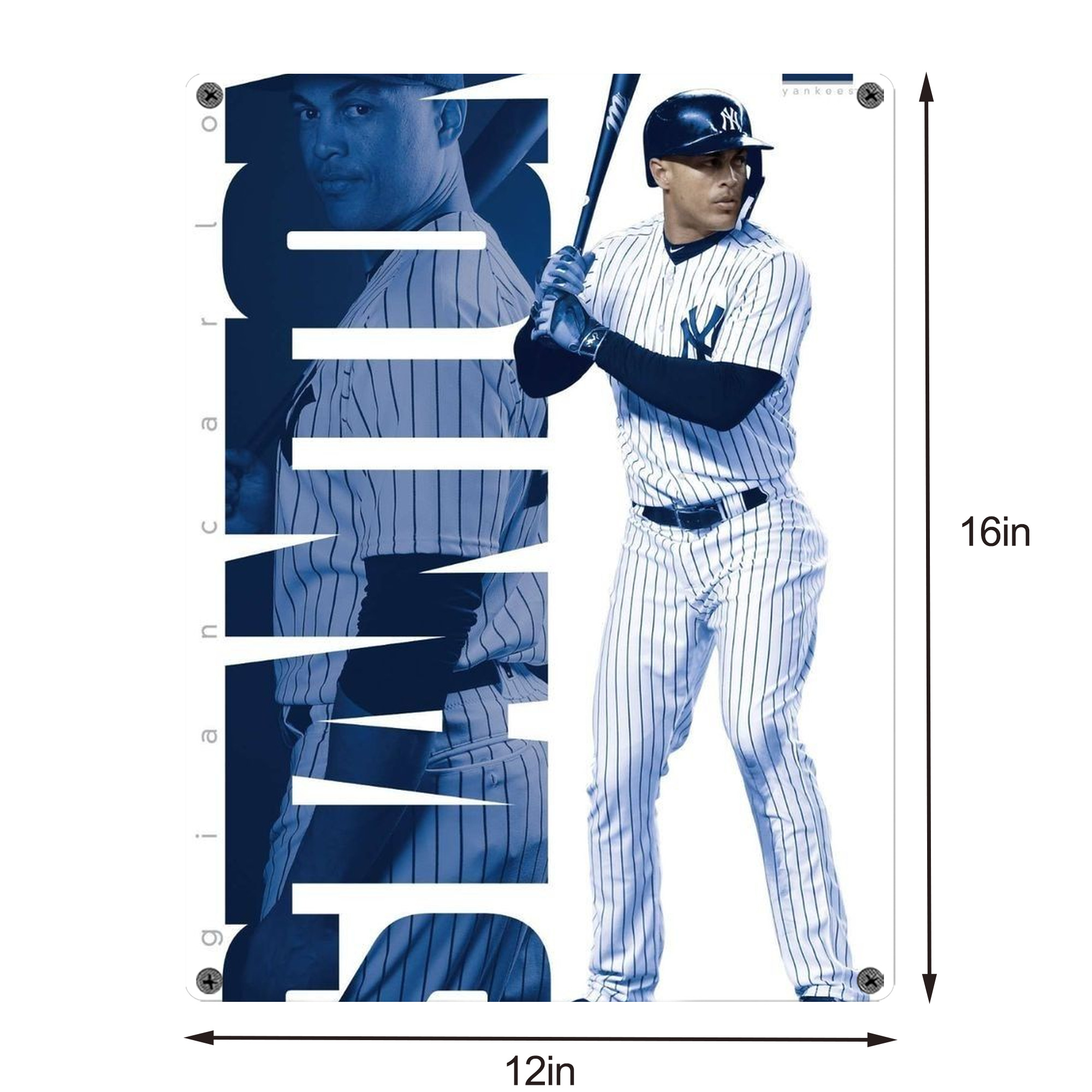 Giancarlo Stanton 34 Vintage Metal Tin Sign 12x16inch – Retro Wall Art Decor For Home, Bar, Kitchen, Bedroom, Office – Durable Iron Sheet Poster, Easy To Hang, Full-Color Printing