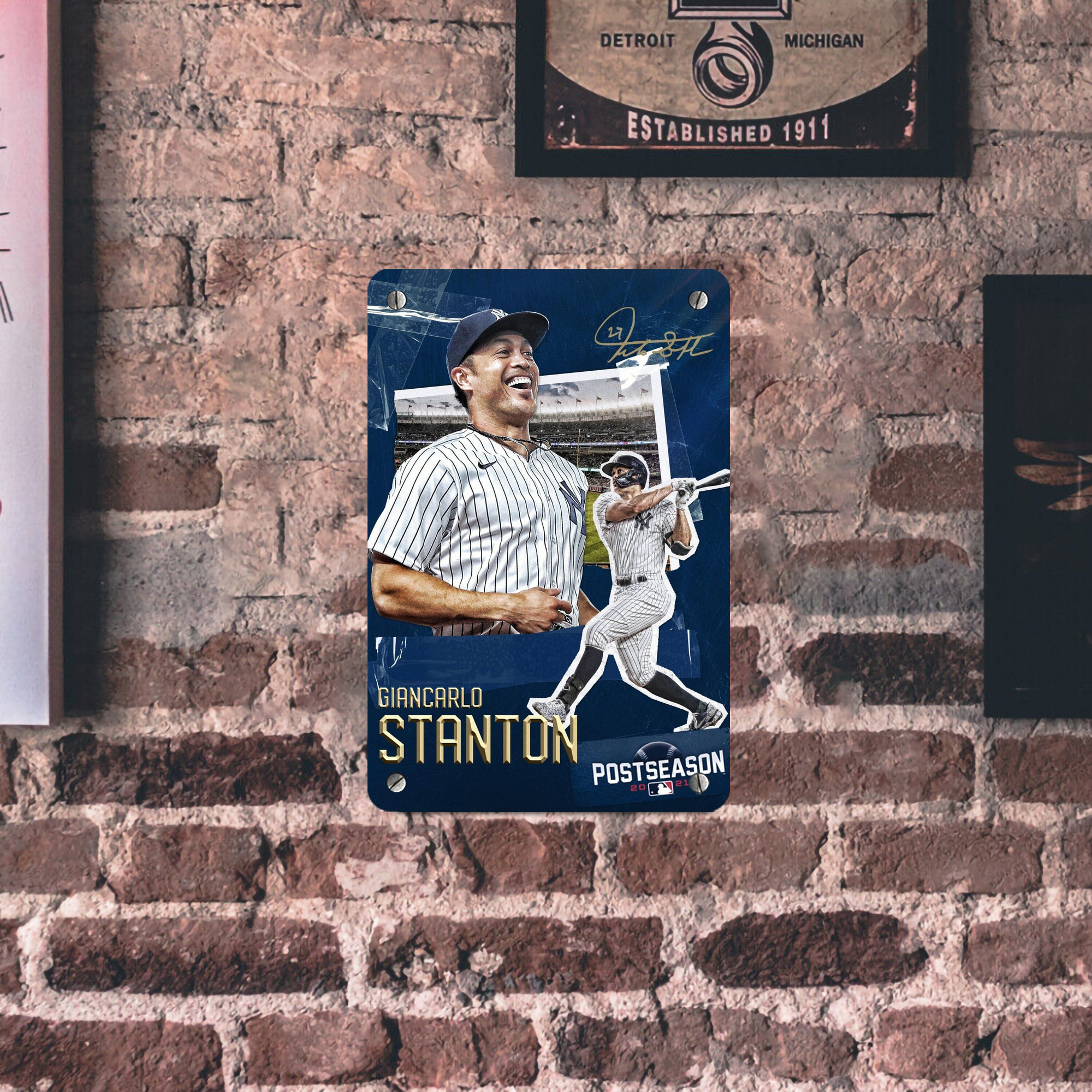 Giancarlo Stanton 18 Metal Tin Sign 8x12inch - High-Quality Full-Print Decorative Wall Art, Durable Rust-Resistant Metal Plaque For Living Room, Bedroom, Kitchen, Office, Bar Décor