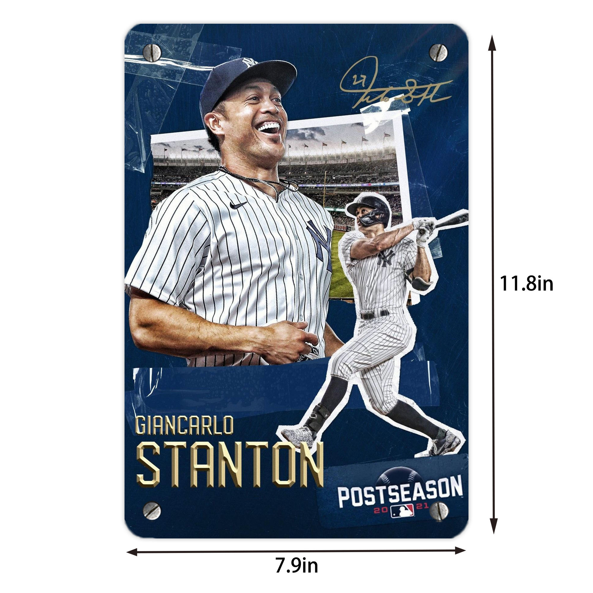 Giancarlo Stanton 18 Metal Tin Sign 8x12inch - High-Quality Full-Print Decorative Wall Art, Durable Rust-Resistant Metal Plaque For Living Room, Bedroom, Kitchen, Office, Bar Décor