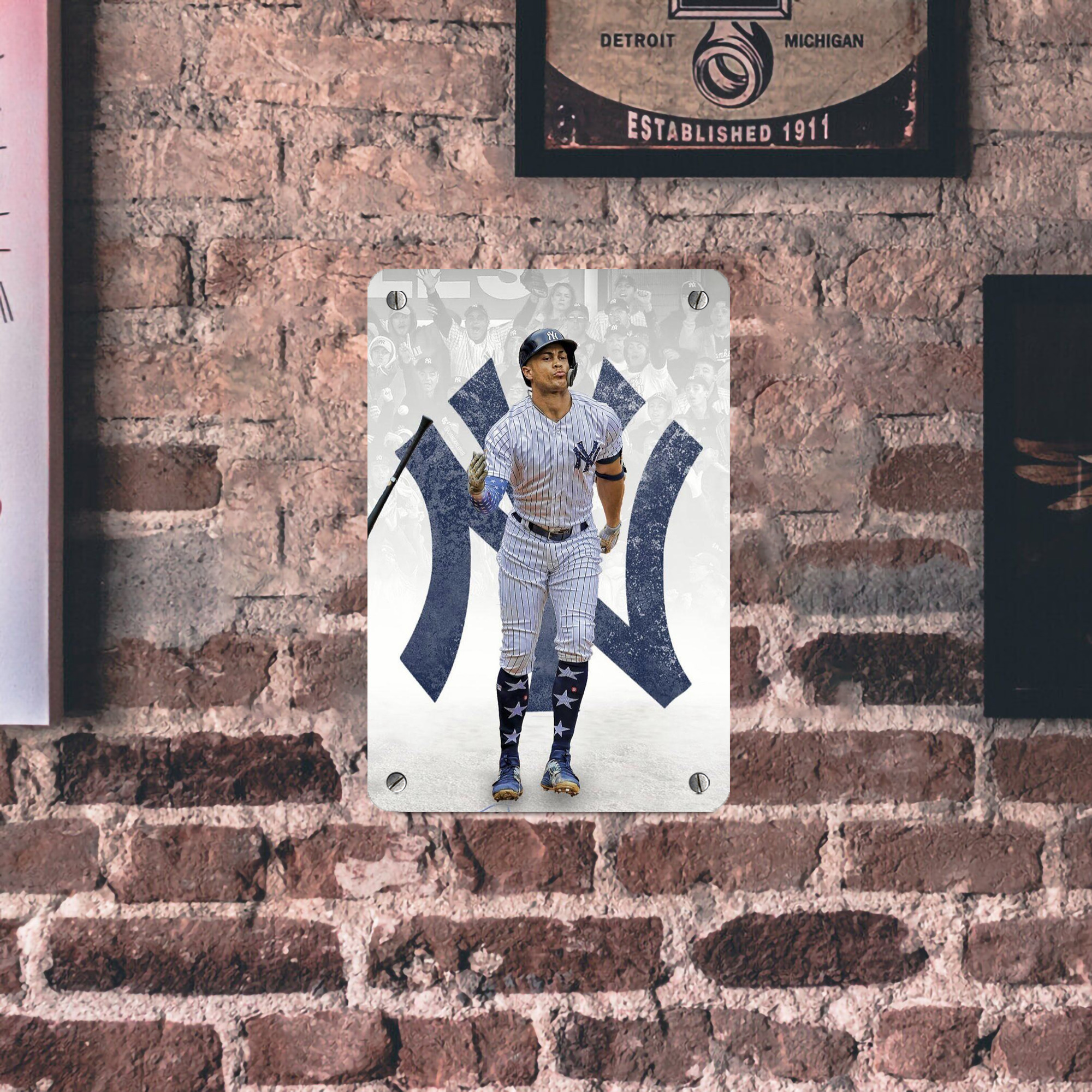 Giancarlo Stanton 15 Metal Tin Sign 8x12inch - High-Quality Full-Print Decorative Wall Art, Durable Rust-Resistant Metal Plaque For Living Room, Bedroom, Kitchen, Office, Bar Décor