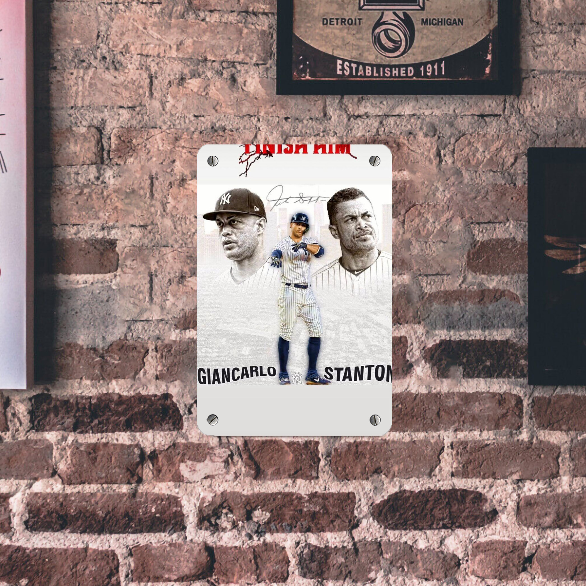 Giancarlo Stanton 11 Metal Tin Sign 8x12inch - High-Quality Full-Print Decorative Wall Art, Durable Rust-Resistant Metal Plaque For Living Room, Bedroom, Kitchen, Office, Bar Décor